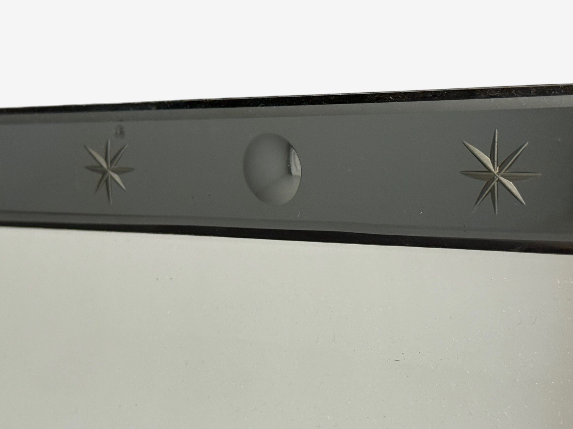 American Modern, Etched Glass, Grey Shadowbox Mirror, USA, 1980s