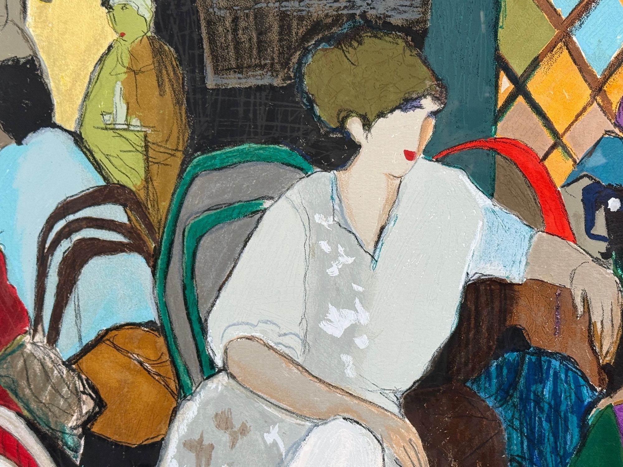 Itzchak Isaac Tarkay, Fauvism, Cafe Scene, Signed and Numbered Serigraph, 20th c.