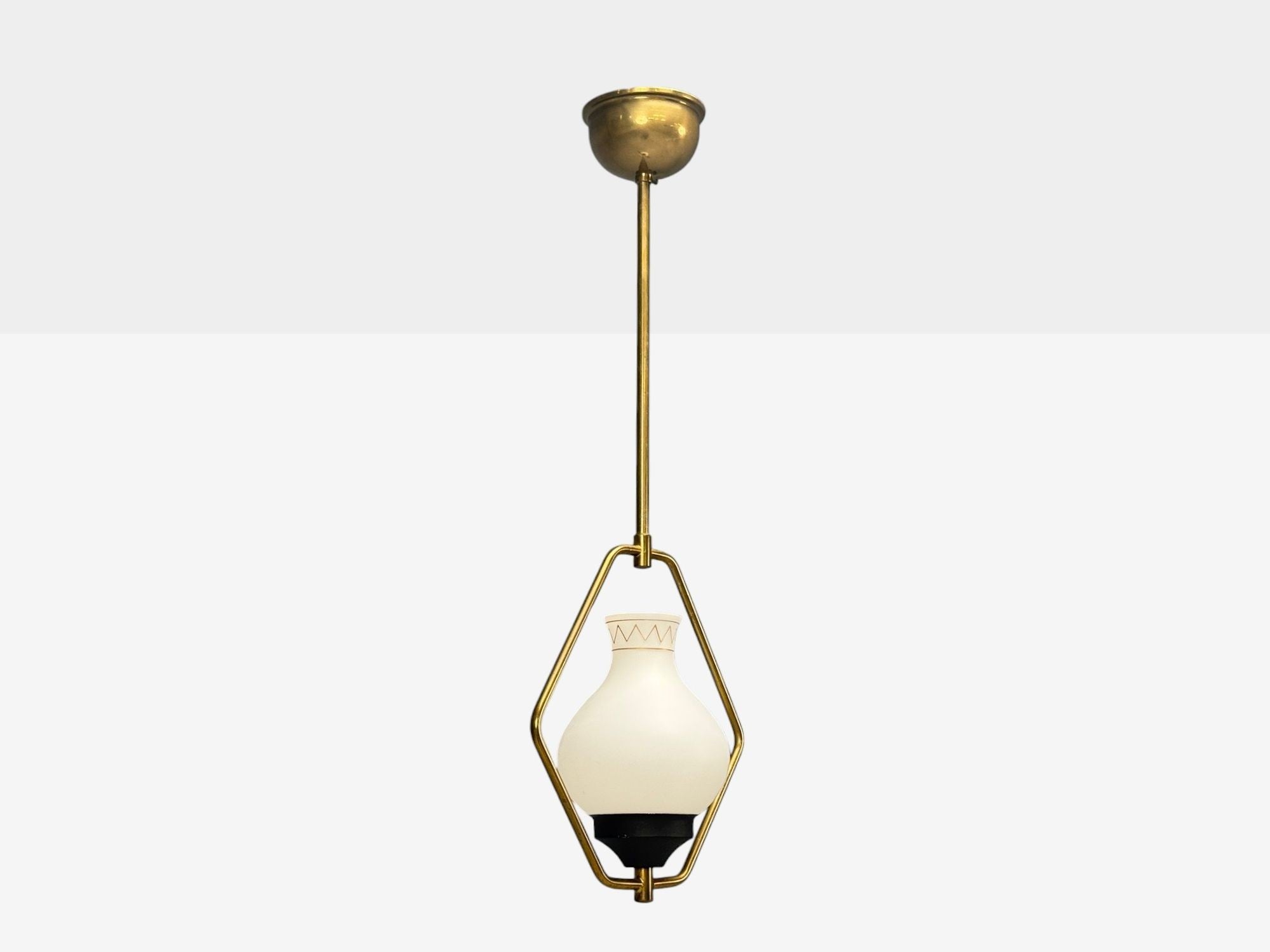 Danish Modern, Brass, Glass, Pendant Light, Denmark, 1960s