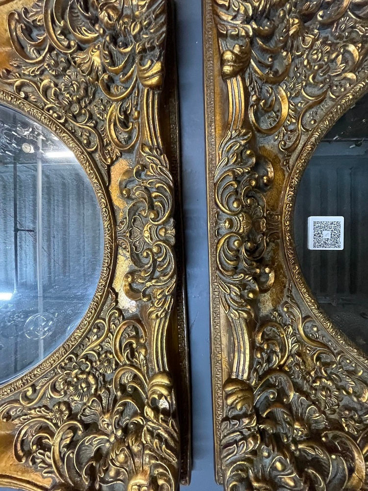 Pair of Louis XV Style Carved Wall, Console Mirrors