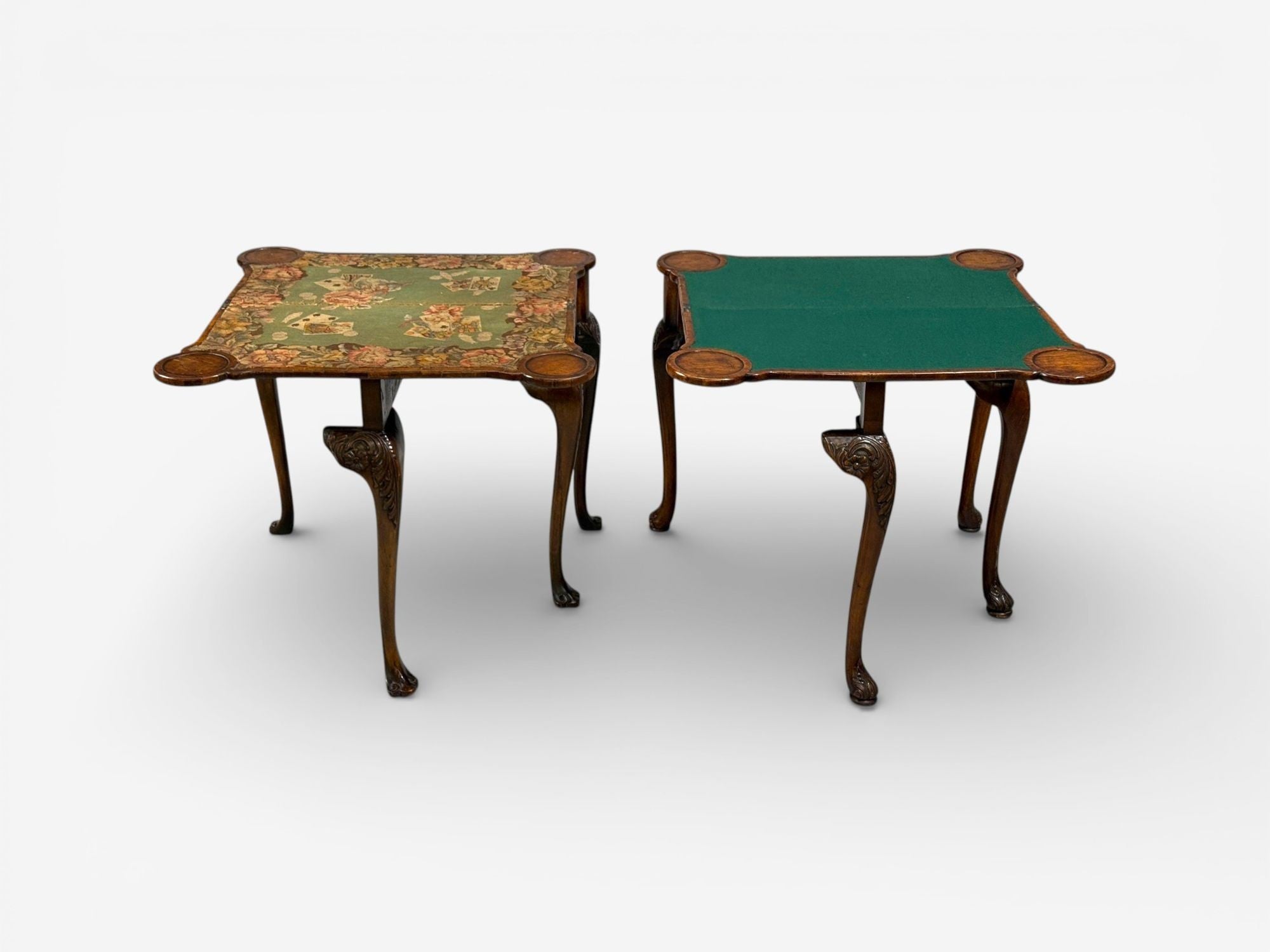 Georgian, Card or Game Tables, A Pair, Tapestry, Mahogany, 18th Century