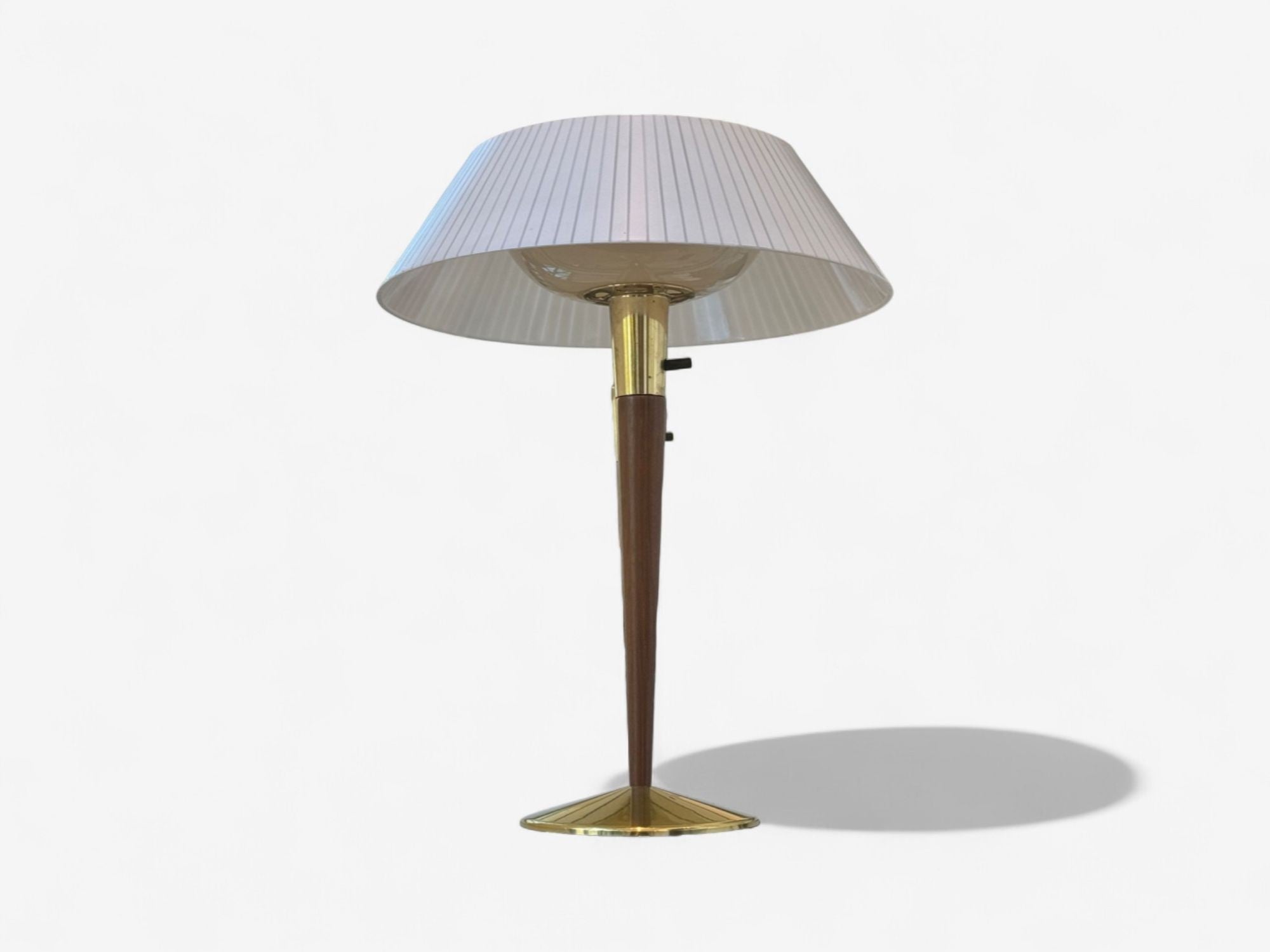 Gerald Thurston, Teak, Brass, Plastic, Table Lamp, USA, 1960s