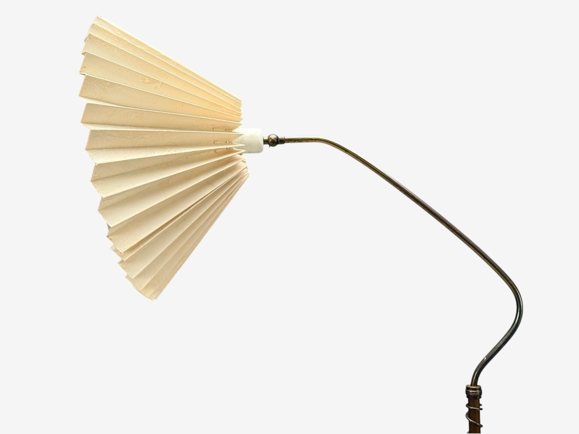 Swedish Modern, Brass, Fabric, Floor Lamp, Sweden, 1950s