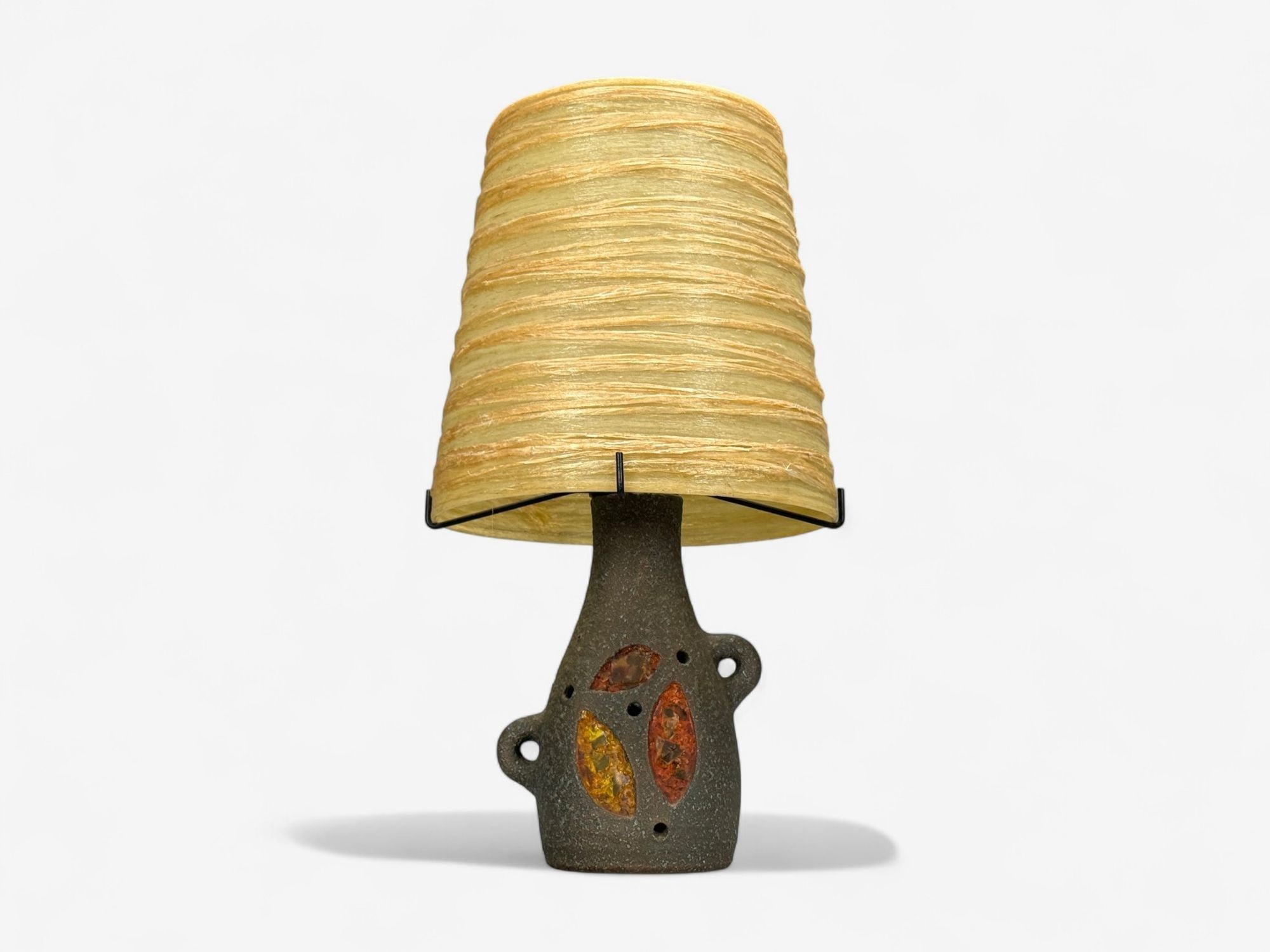 Accolay, Ceramic, Stained Glass, Spun Resin, Table Lamp, France, 1960s