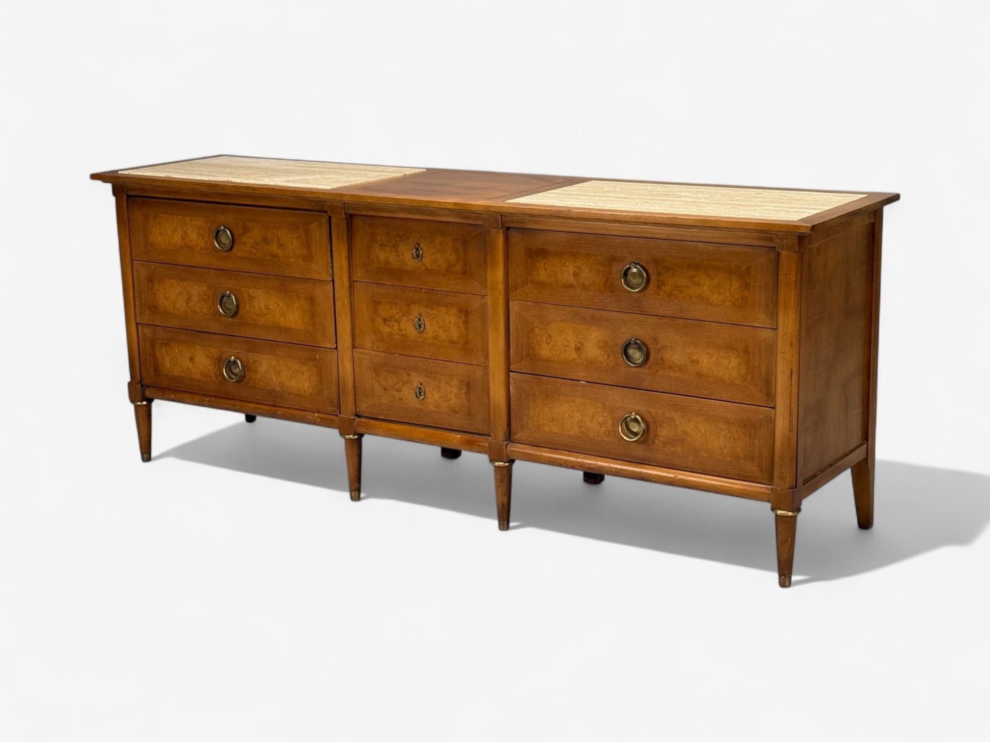 American of Martinsville, Walnut, Travertine, Sideboard, USA, 1960s