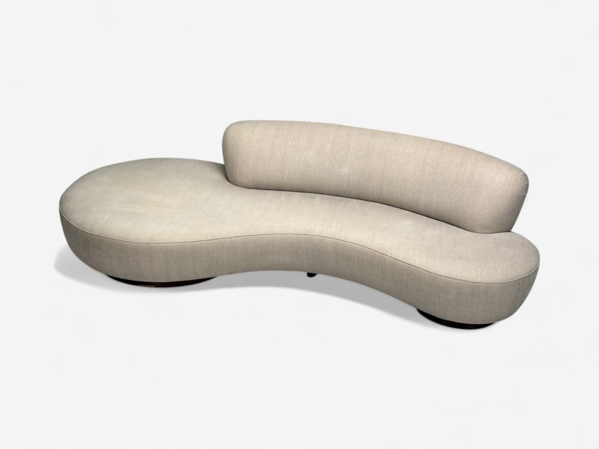 Vladimir Kagan, Walnut, Fabric, Monumental Serpentine Sofa, USA, 2000s