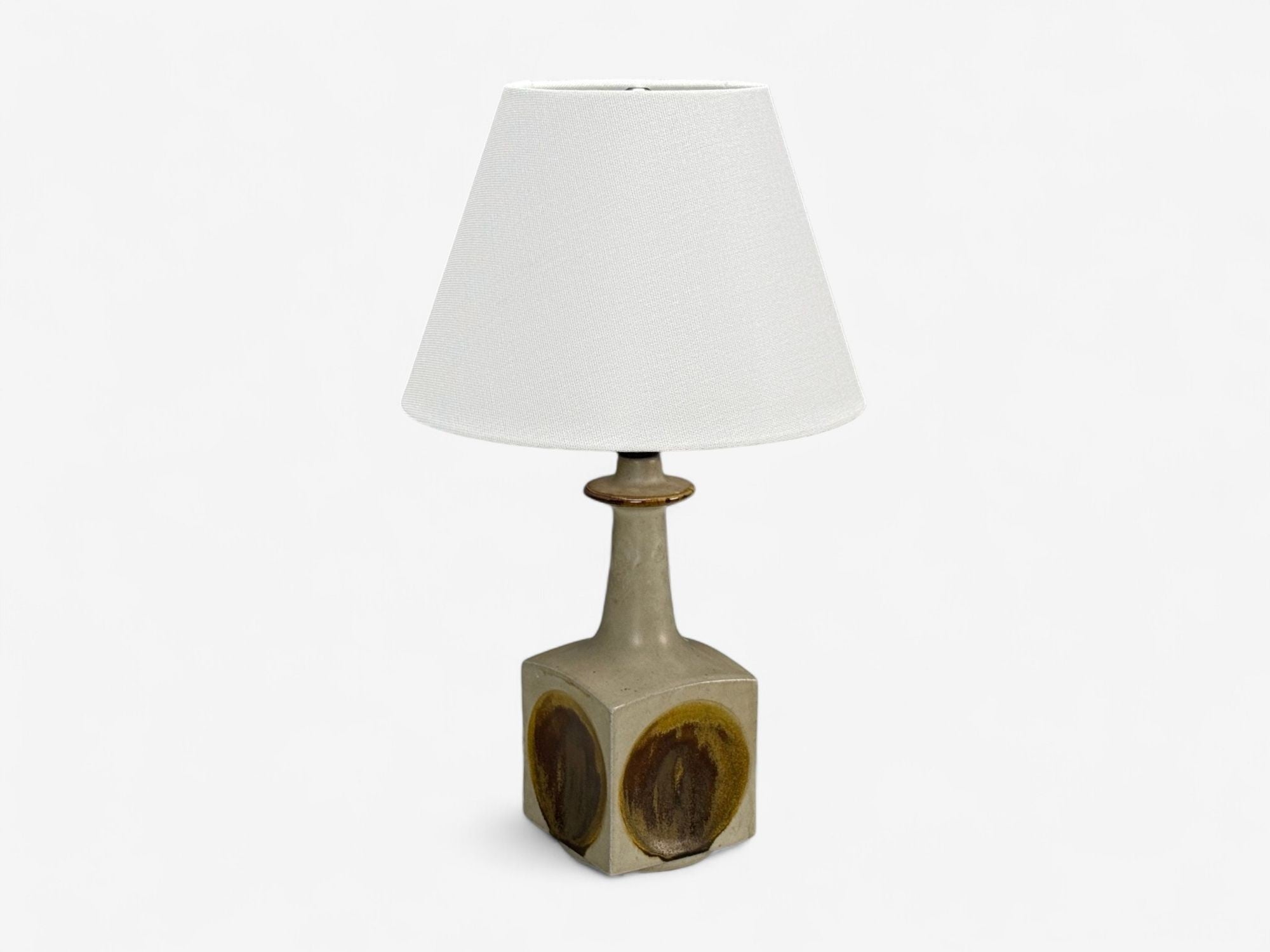 Knabstrup Attribution, Beige Stoneware, Table Lamp, Denmark, 1960s