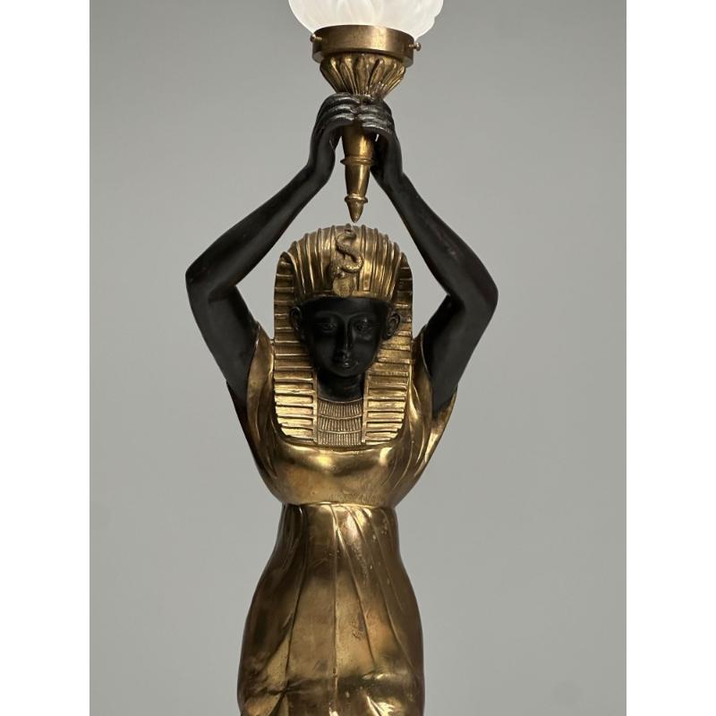 Regency, Floor Lamp, Egyptian Motif, Gilt Metal, Bronze, 1990s