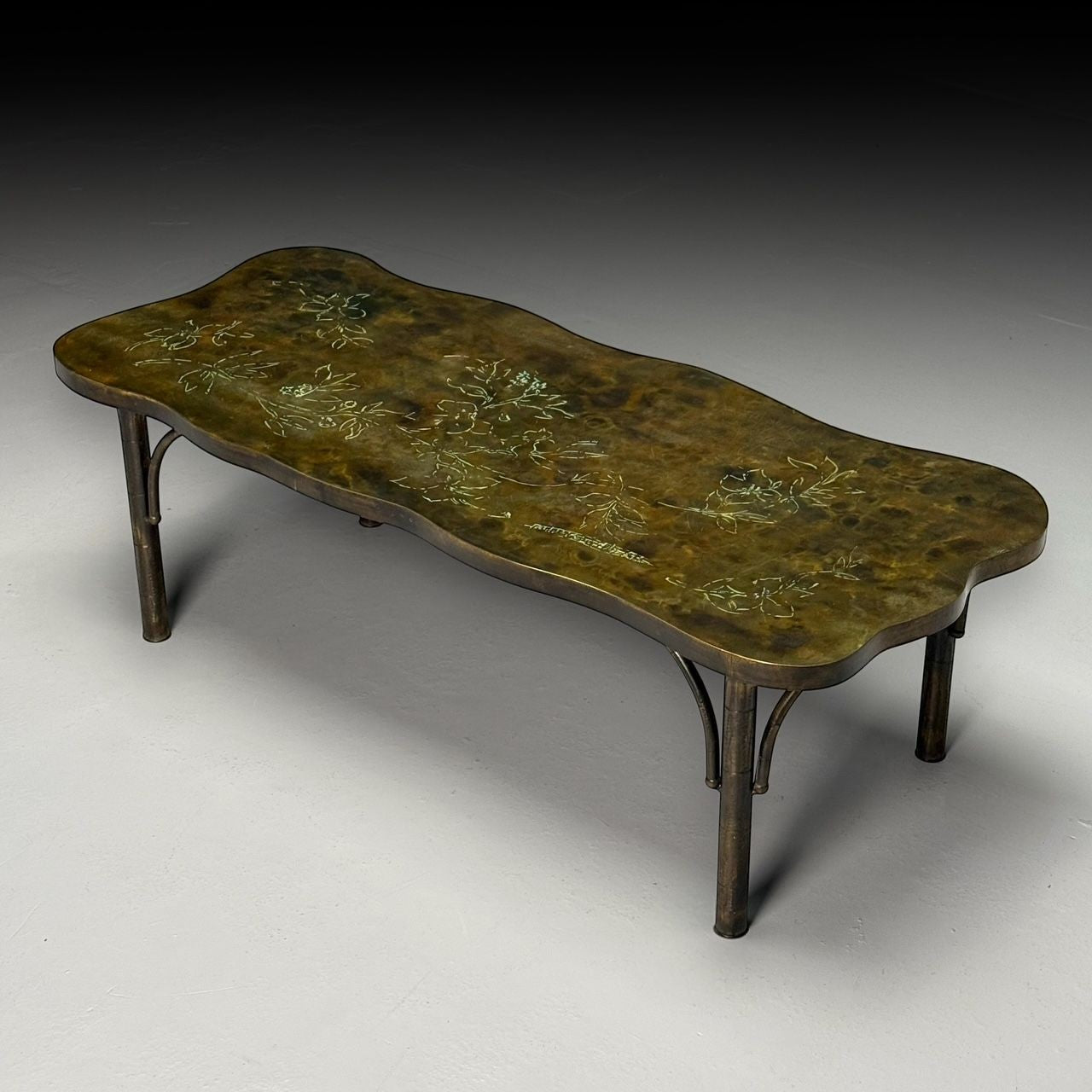 Philip & Kelvin LaVerne, Mid-Century Modern, Organic Form Coffee Table, Bronze