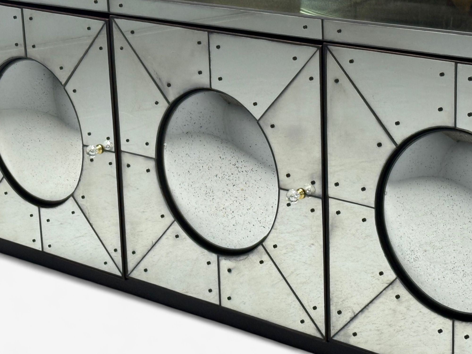 Art Deco Style, Painted Wood, Antique Glass, Mirrored Sideboard or Credenza