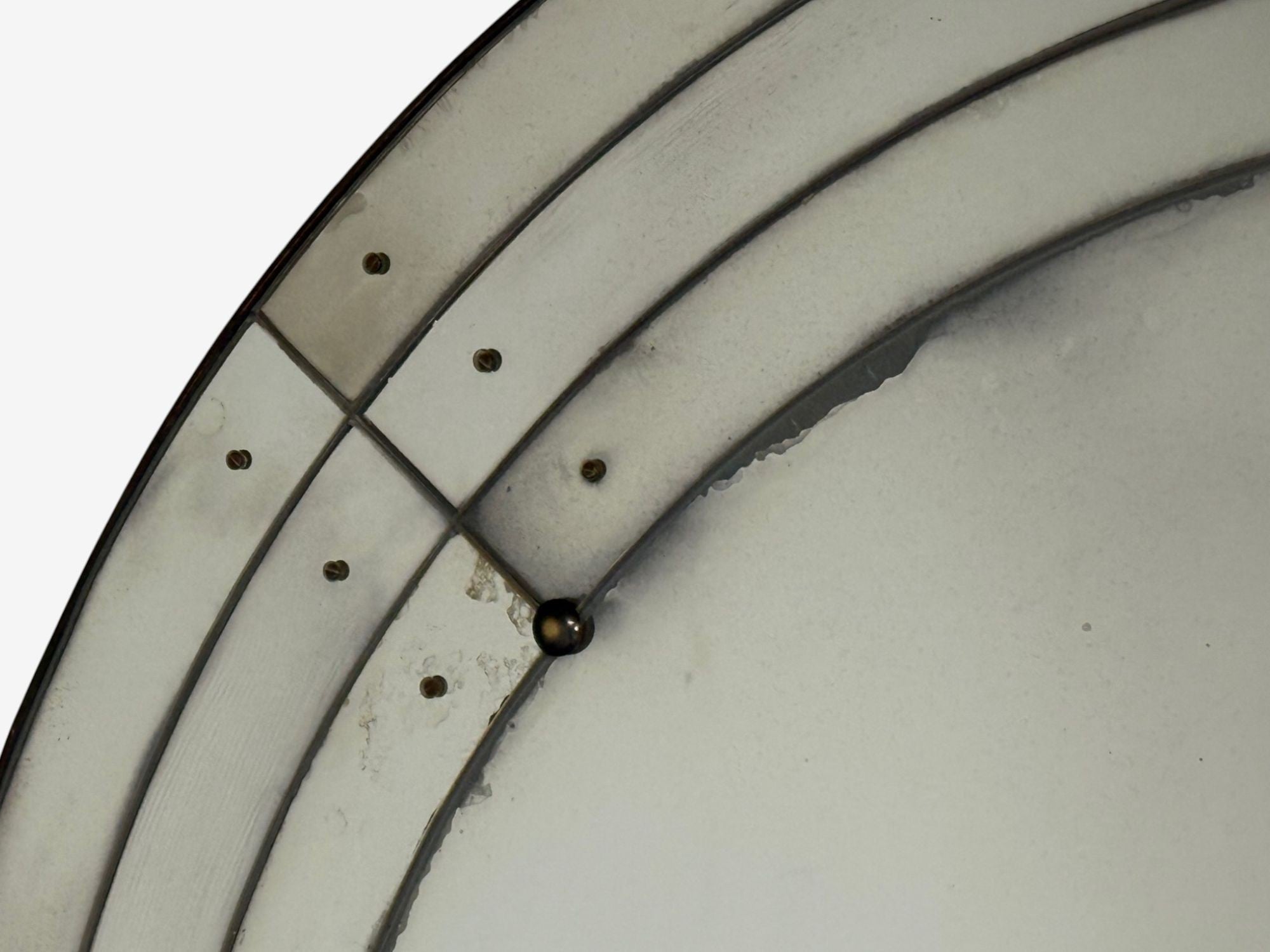 Art Deco Style, Antique Glass, Painted Wood, Round Venetian Wall Mirrors