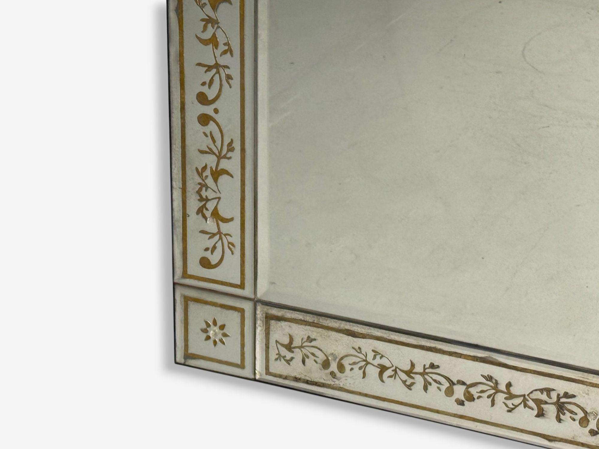 Maison Jansen Style, Verre Églomisé Glass, Wood, Venetian Wall Mirror, 20th c.