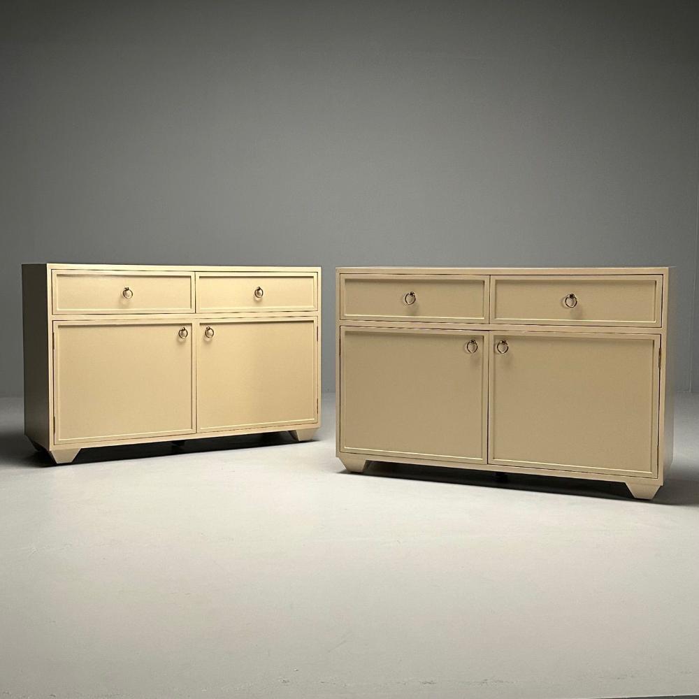 EJ Victor, Modern, 'Jackie Buffet' Cabinets, Off White Lacquer, Brass, 2000s