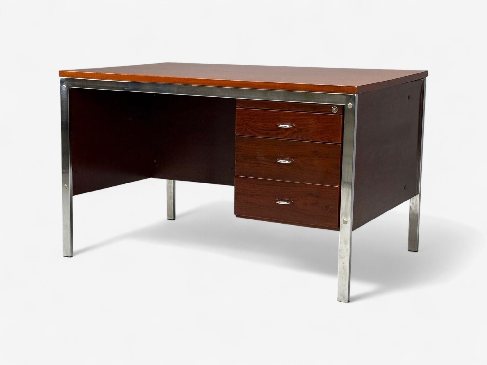 Jean Gillon, Brazilian Modern, Jacaranda, Chrome, Writing Desk, Brazil, 1960s