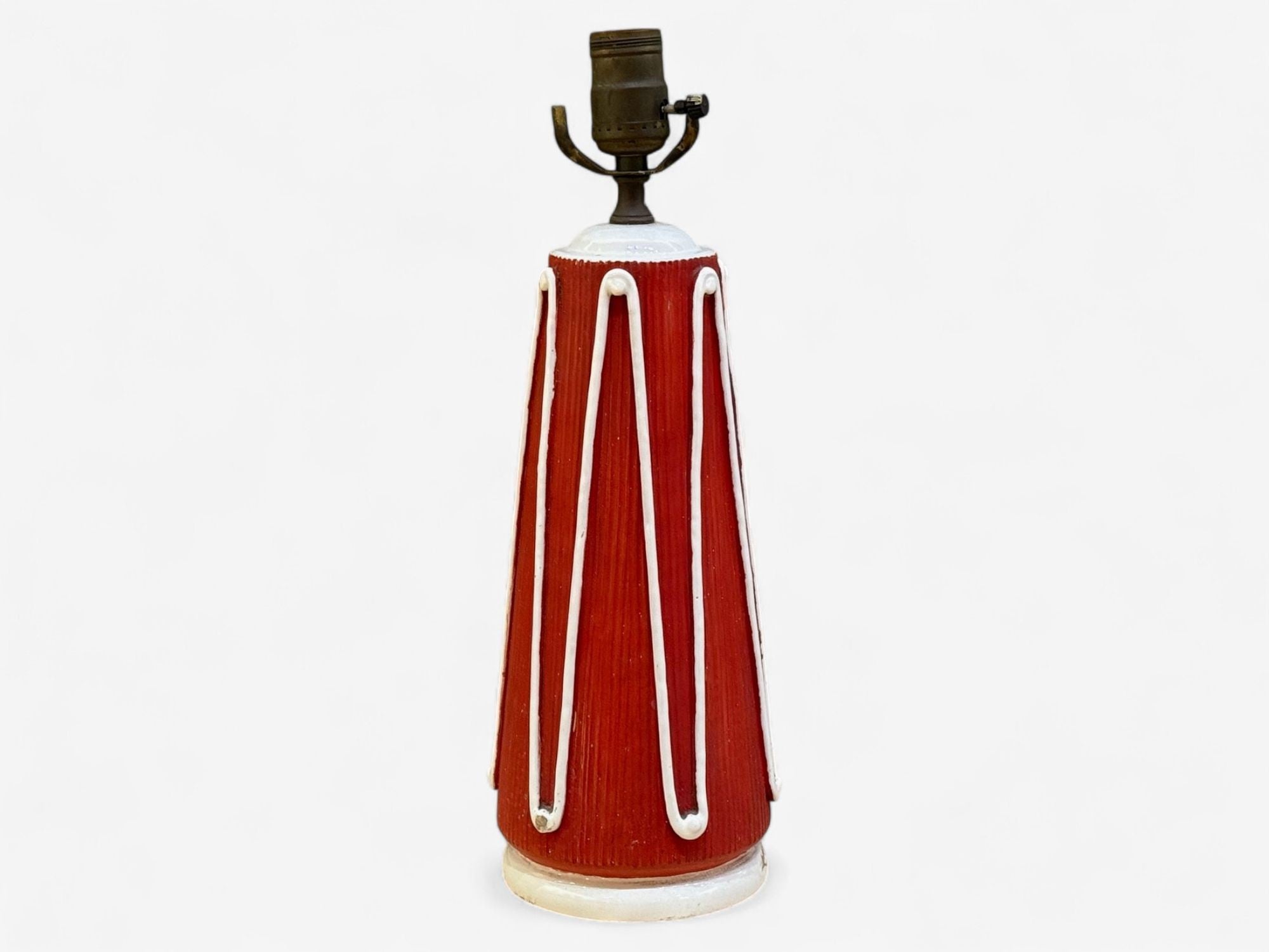 Italian Modern, Red Ceramic, Table Lamp, Italy, 1950s
