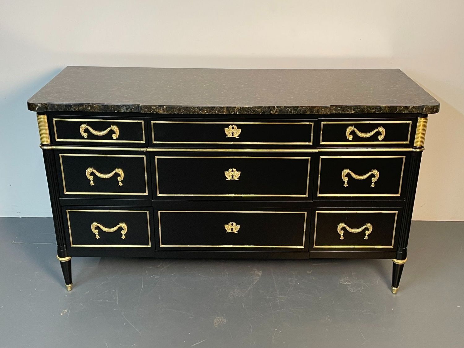 French Hollywood Regency Chest or Commode by Maison Jansen, Bronze, Marble