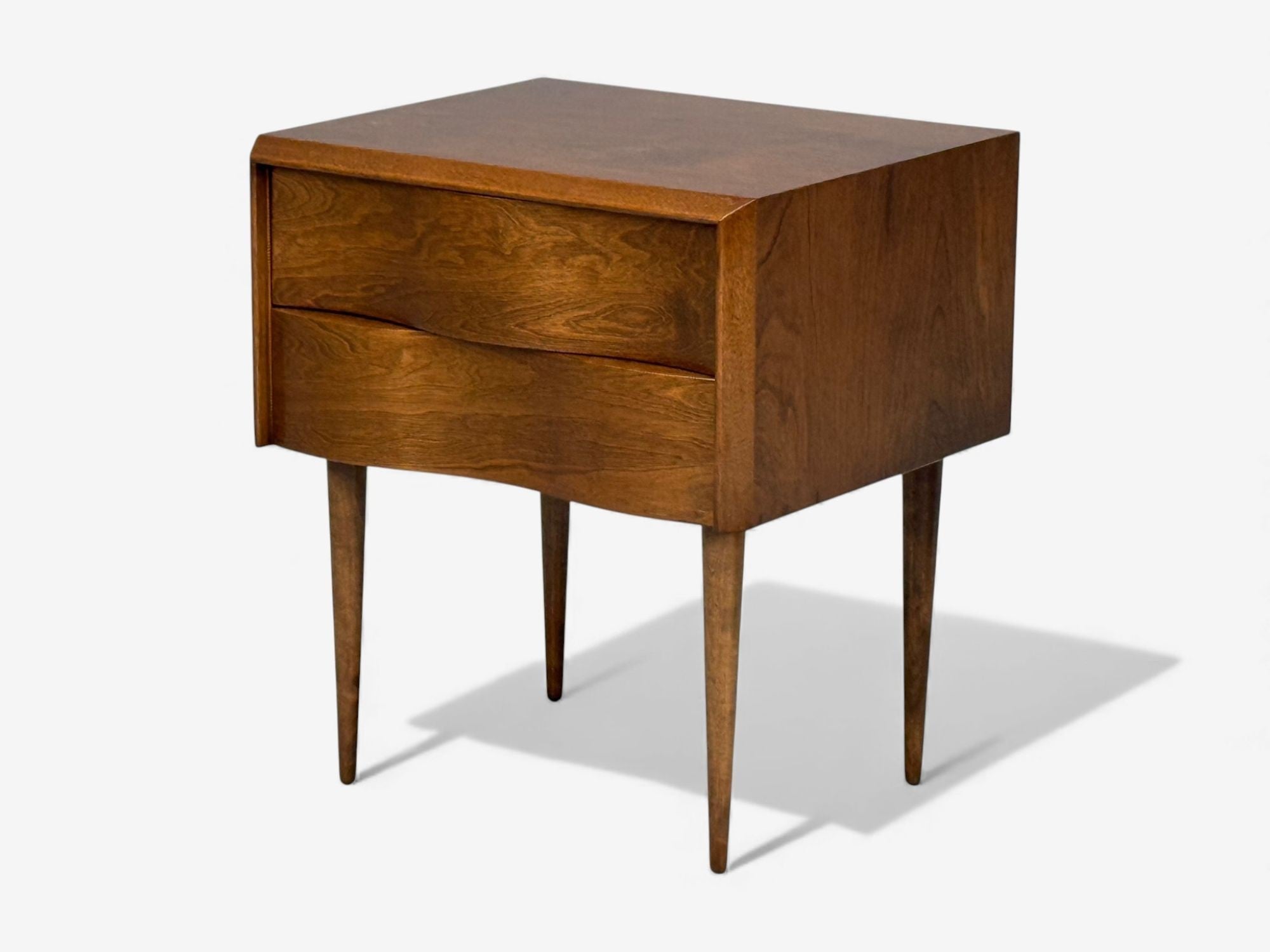 Edmond J Spence, Swedish Modern, Maple, Rare Wave Nightstands, 1950s