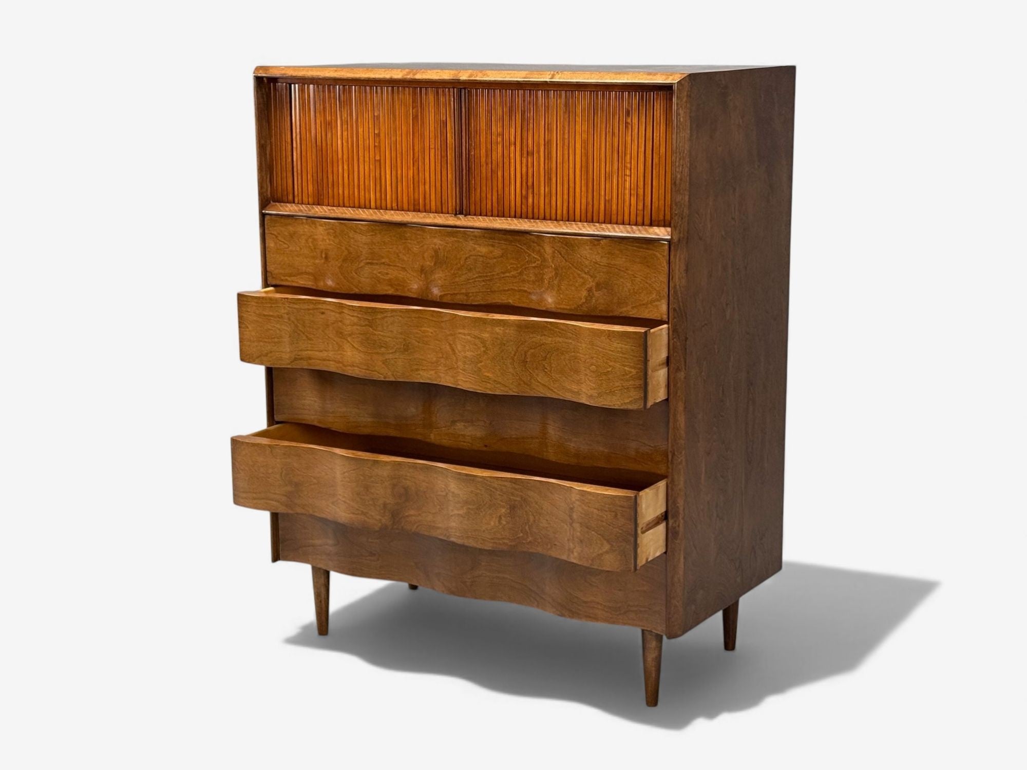 Edmund J Spence, Swedish Modern, Maple, Wave Highboy, Sweden, 1950s