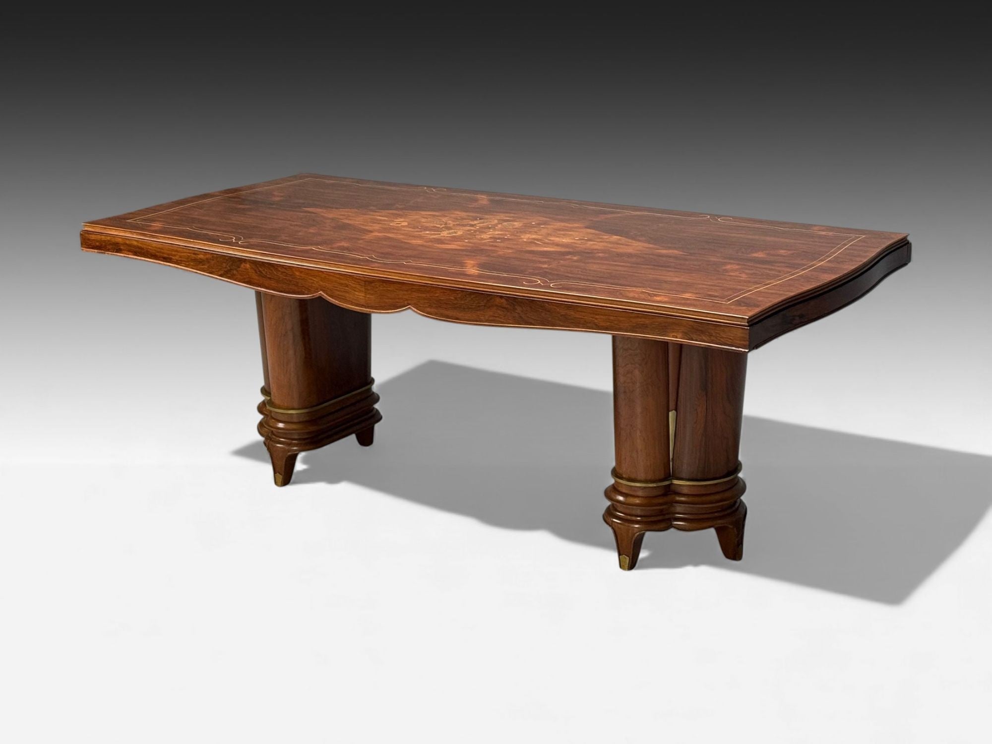 Jules Leleu, French Art Deco, Rosewood, Abalone, Rare Dining Table, France, 1930s