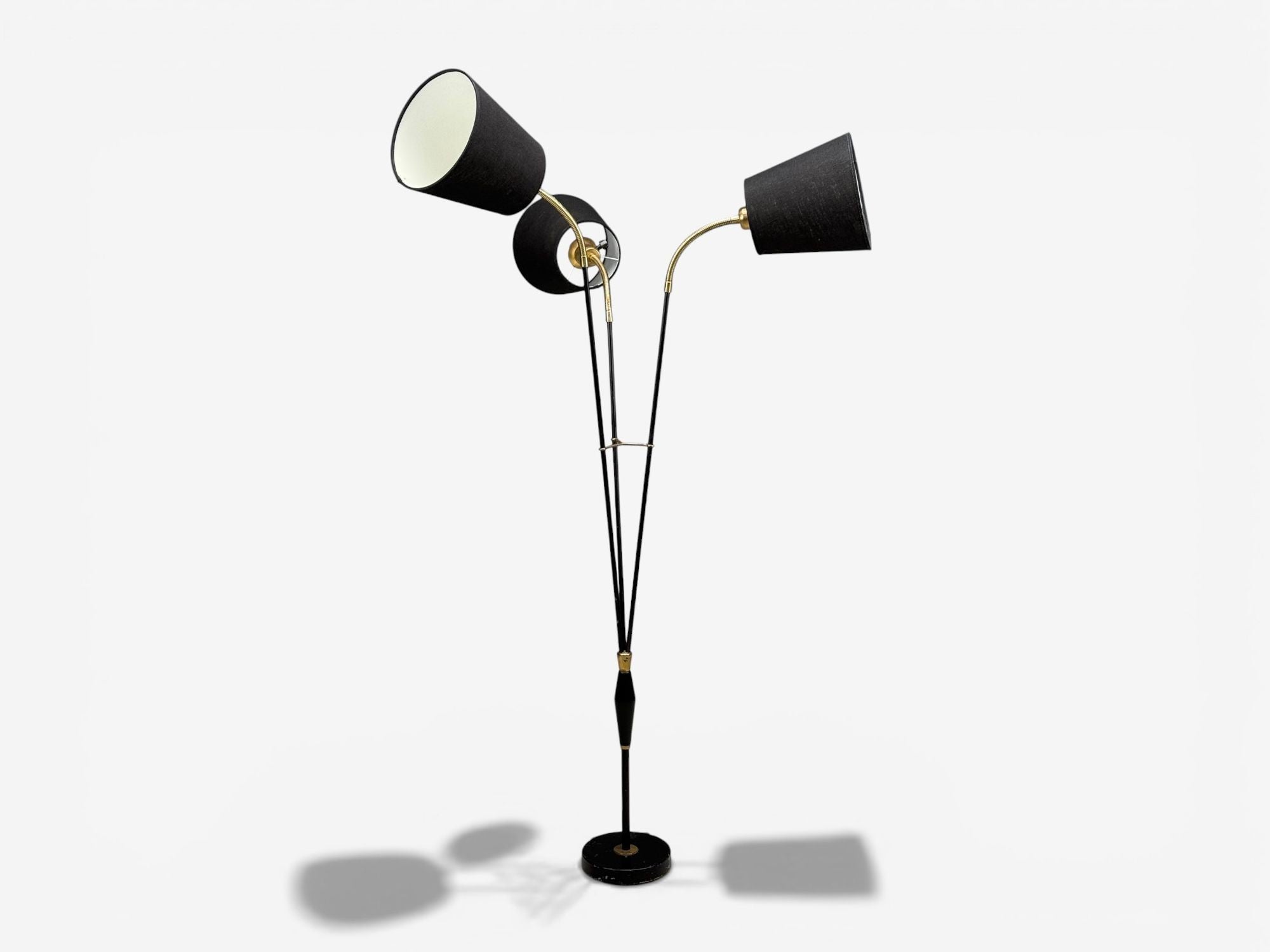 AJH, Swedish Modern, Adjustable Floor Lamp, Metal, Brass, Sweden, 1950s