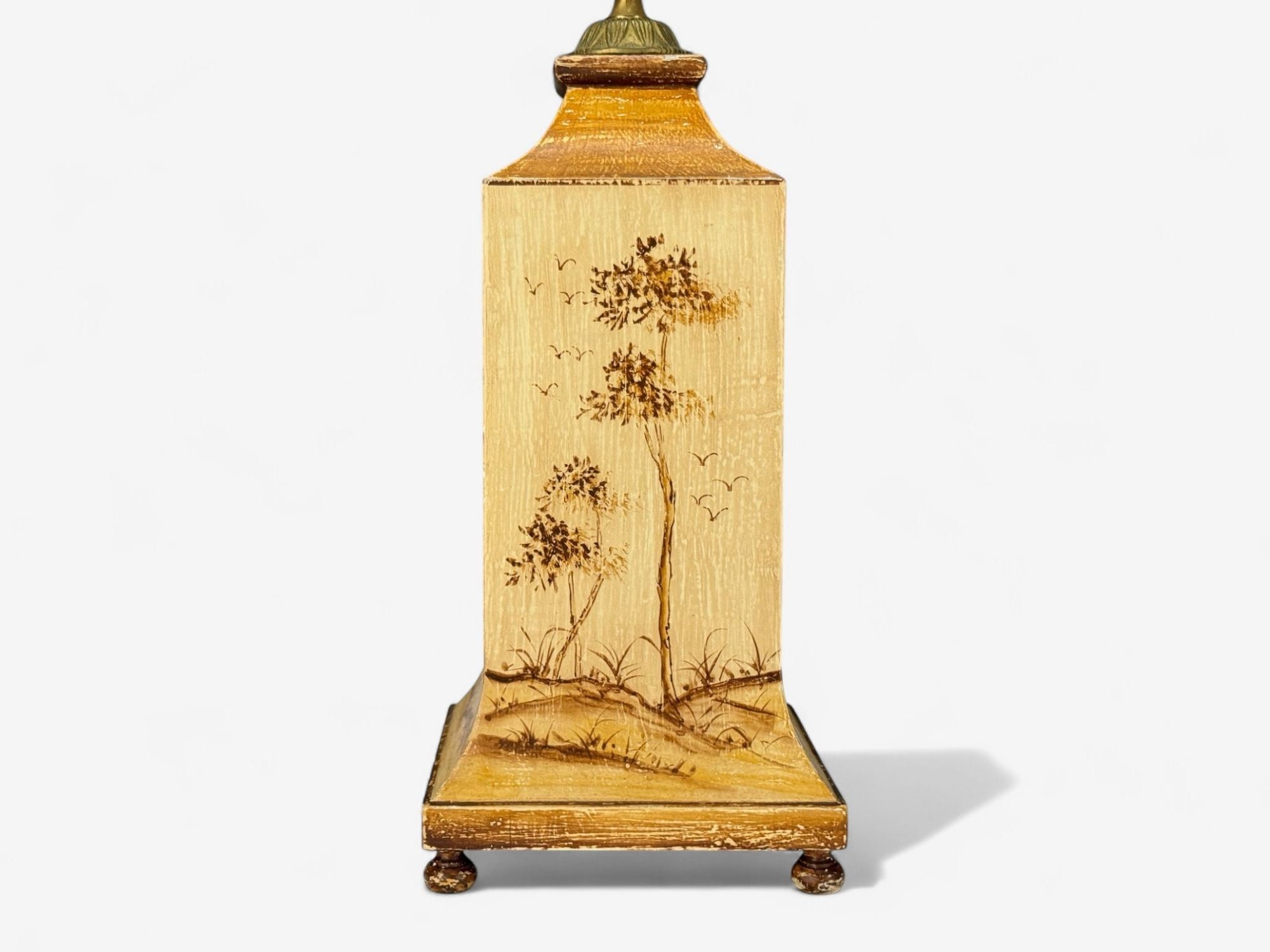 Chinoiserie, Painted Wood, Brass, Table Lamp, USA, 1960s