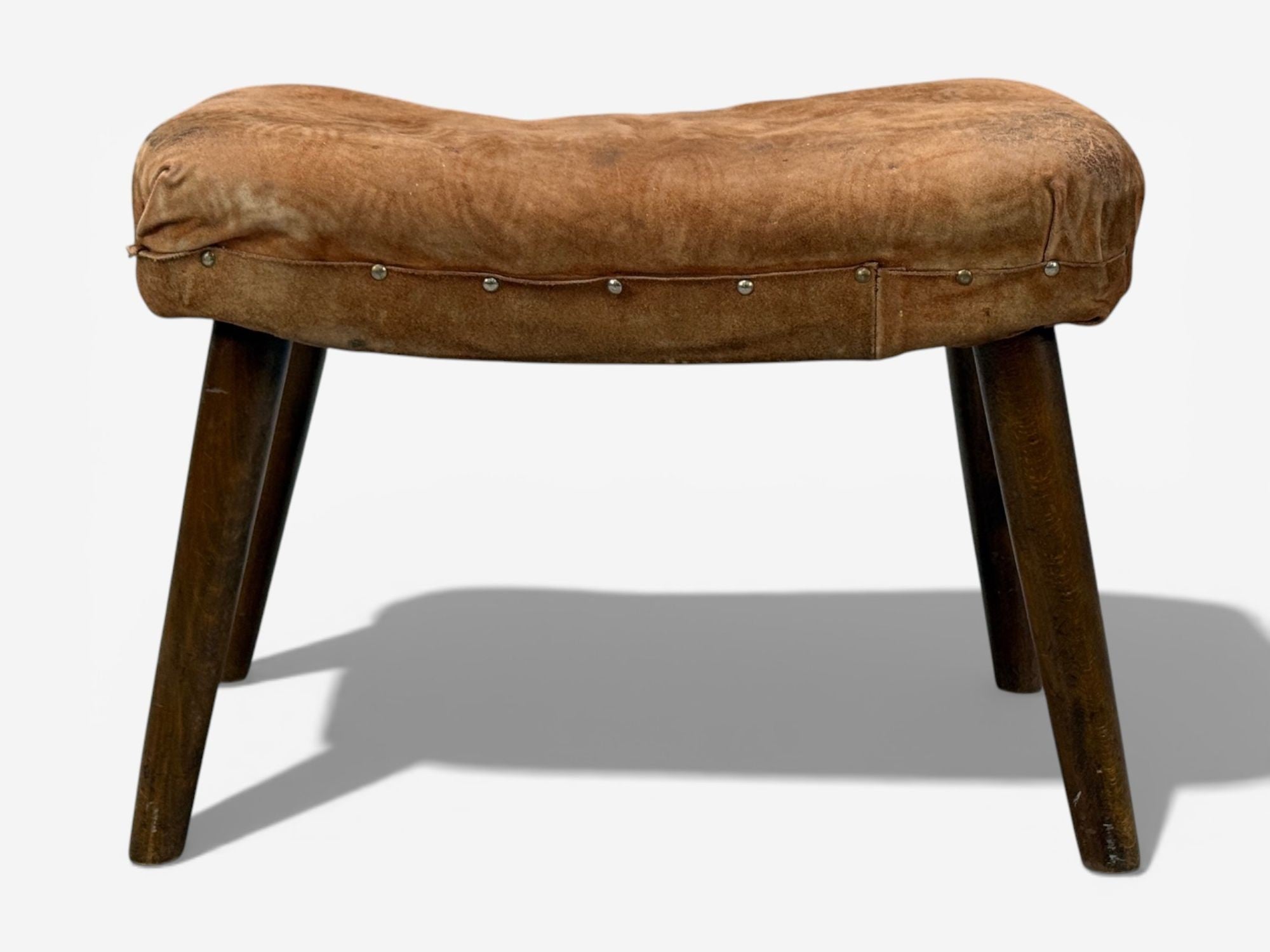 Madsen and Schubell, Ottoman, Beech, Suede, Sweden, 1940s