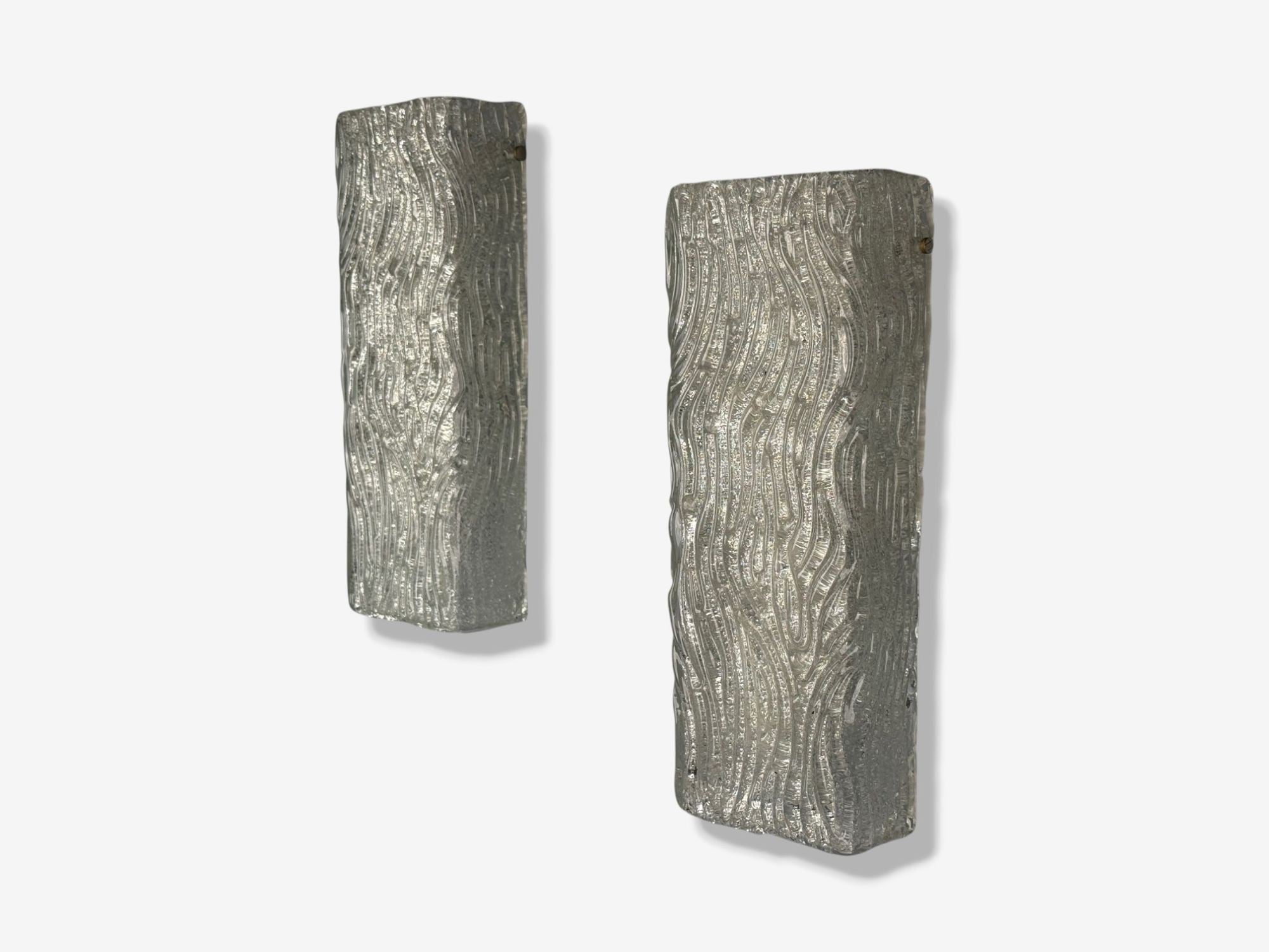Swedish Modern, Textured Glass, Nickel, Wall Lights, Sweden, 1970s