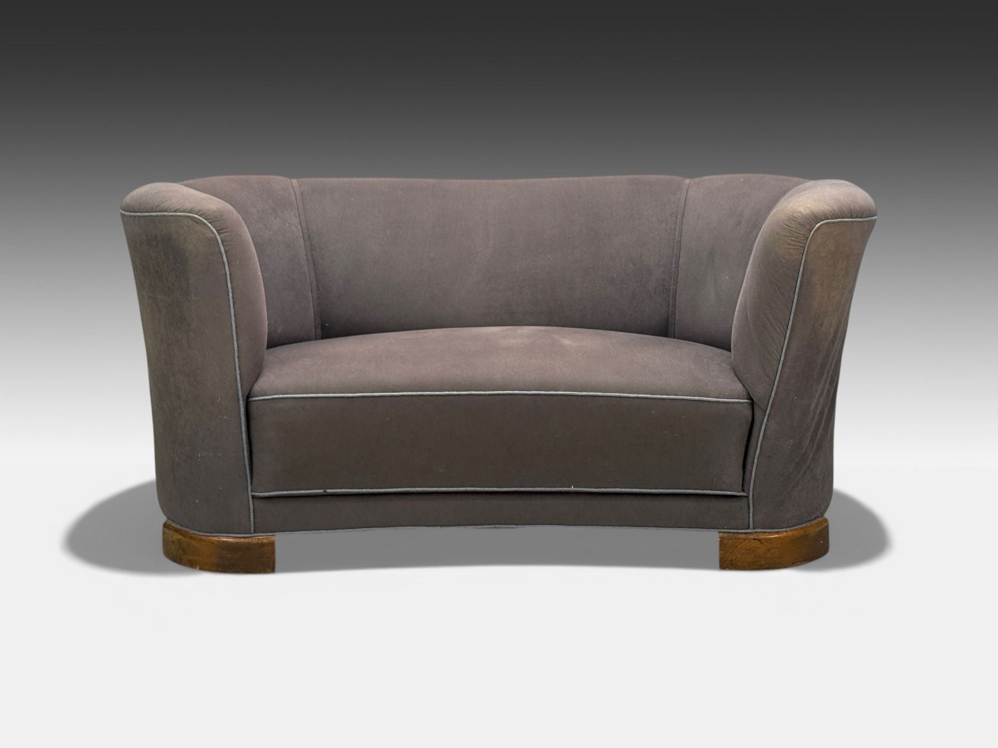 Danish Modern, Banana Sofa, Stained Beech, Fabric, Denmark, 1930s