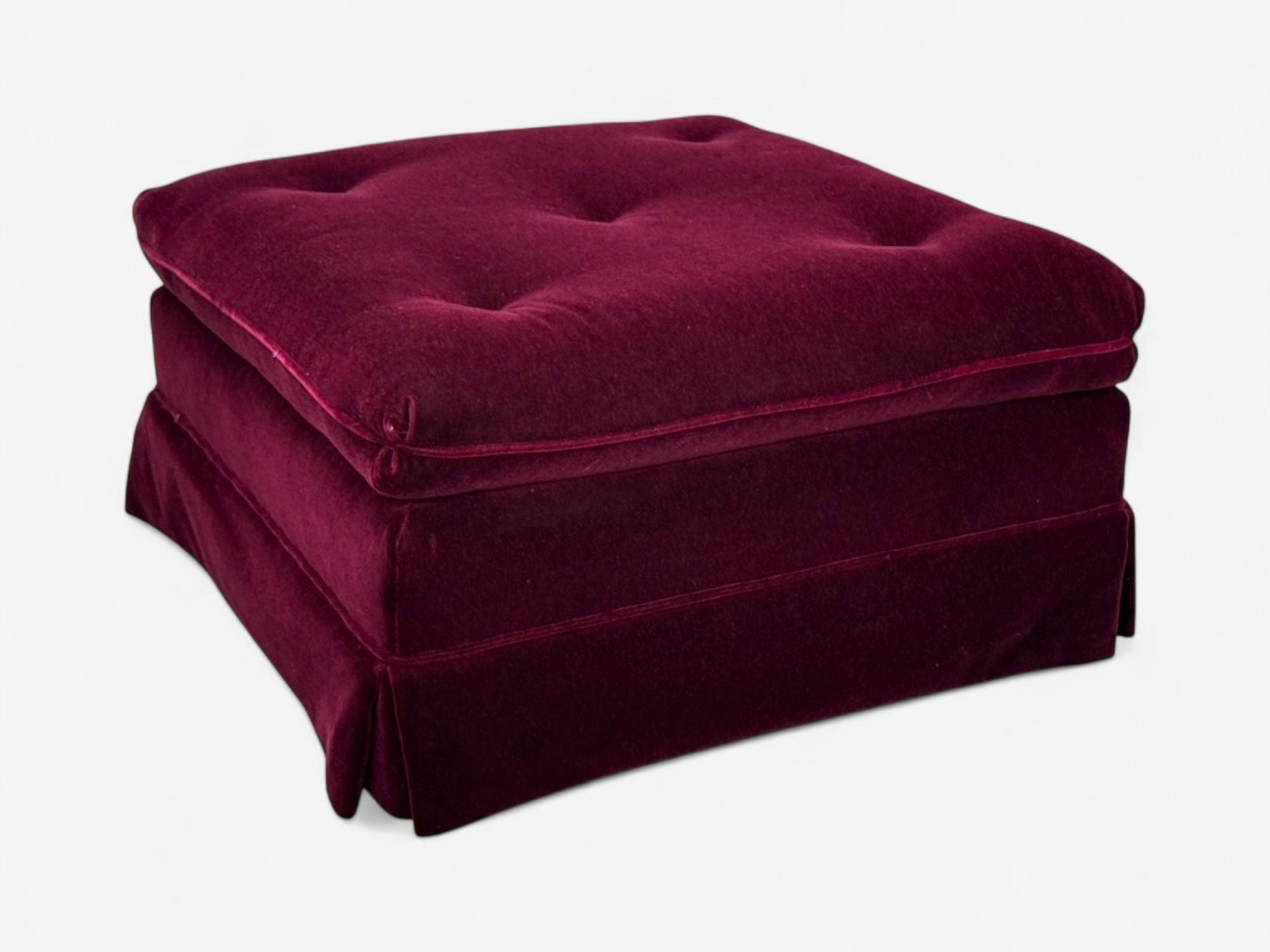 Traditional, Aubergene Mohair, Rolling Ottoman, England, 1970s