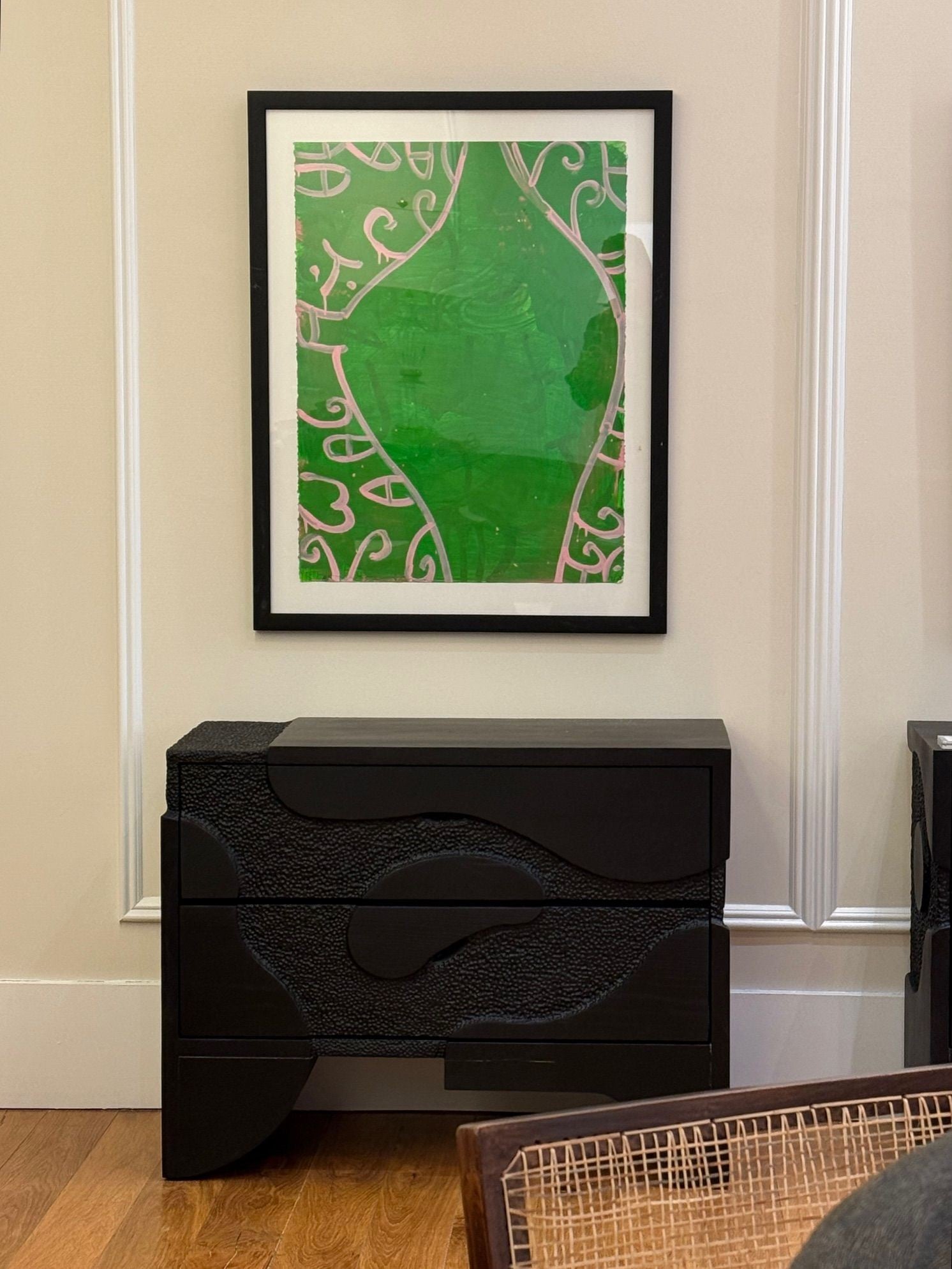 Gary Komarin, Contemporary, Green and Pink 'Vessel' Painting, American, 21st C.