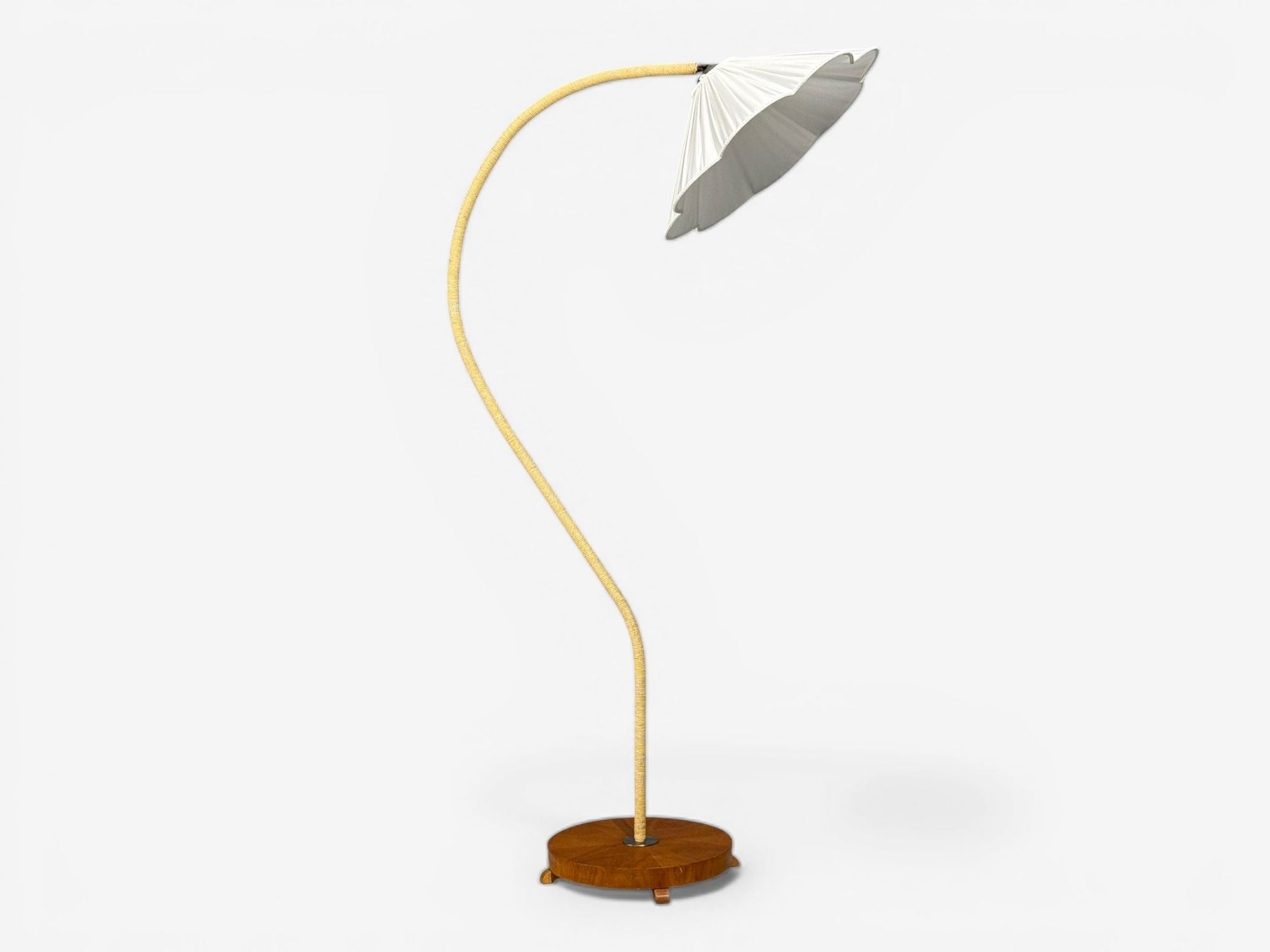 Swedish Modern, Organic Floor Lamp, Cord, Wood, Sweden, 1940s