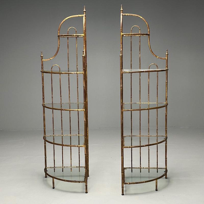 Maison Jansen, Hollywood Regency, Etagères, Brass Faux Bamboo, 1970s
