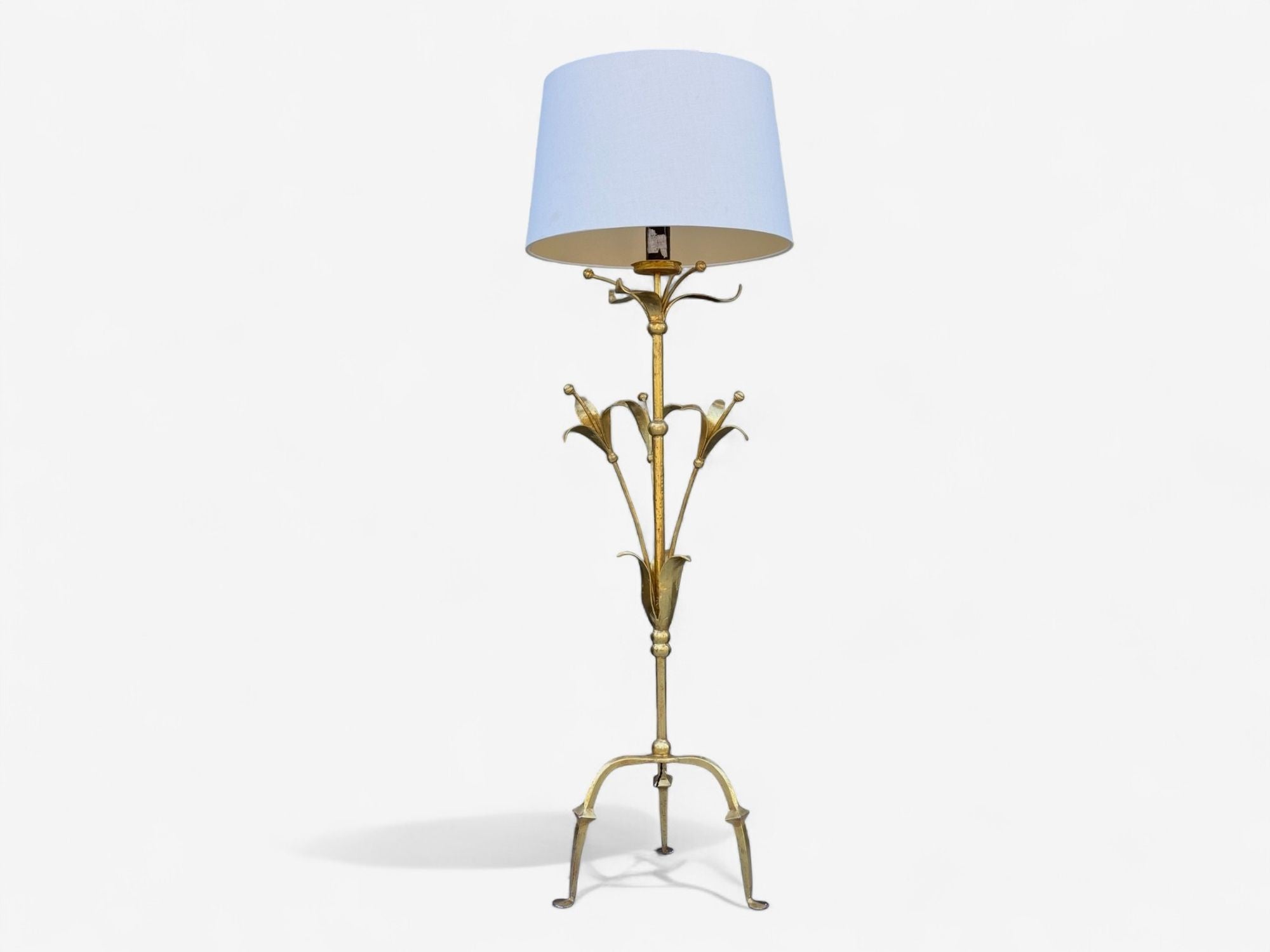 Hollywood Regency, Gilt Metal, Floral Floor Lamp, France, 1960s
