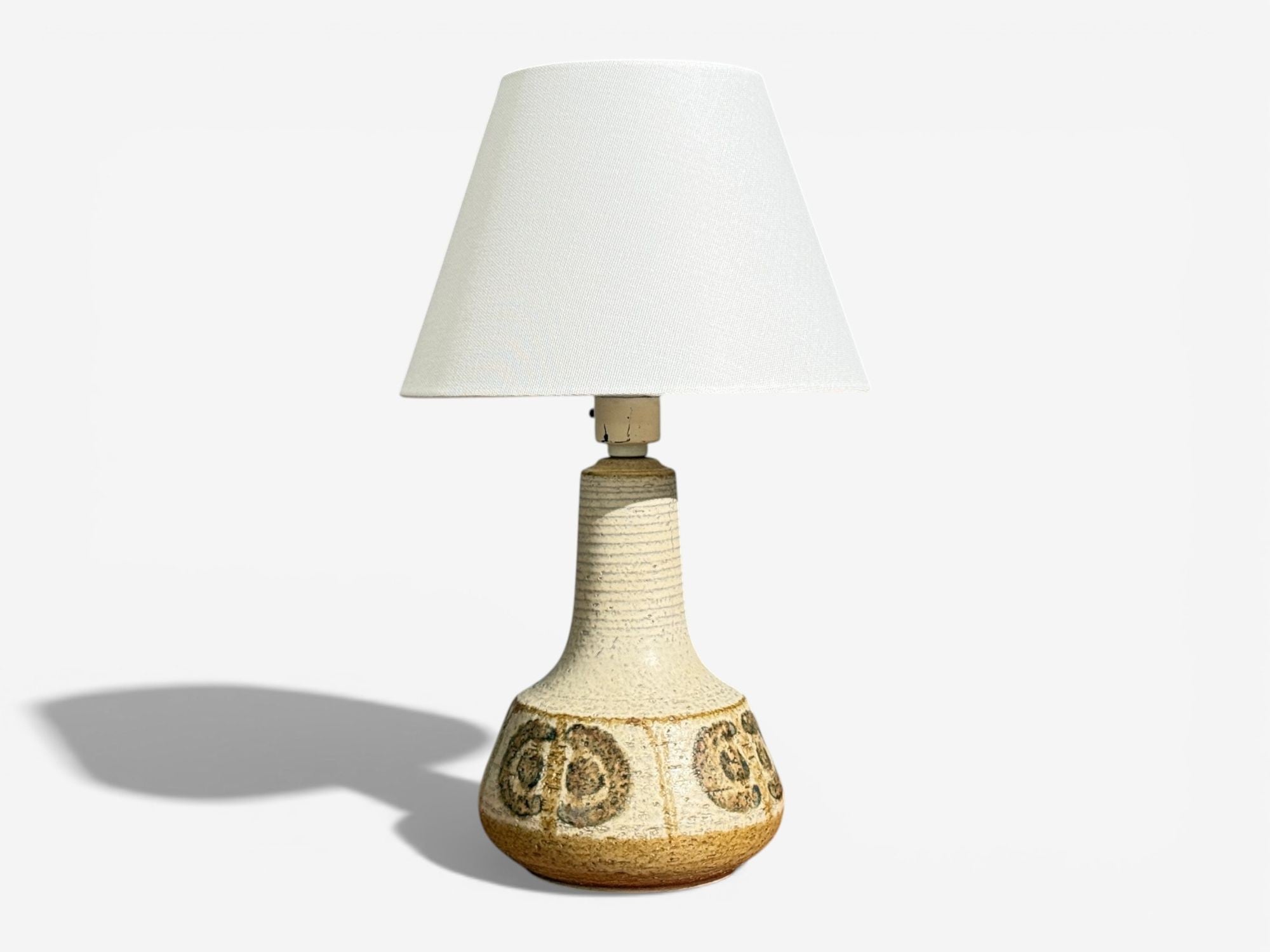 Svend Aage Jensen, Table Lamps, Beige Stoneware, Denmark, 1960s