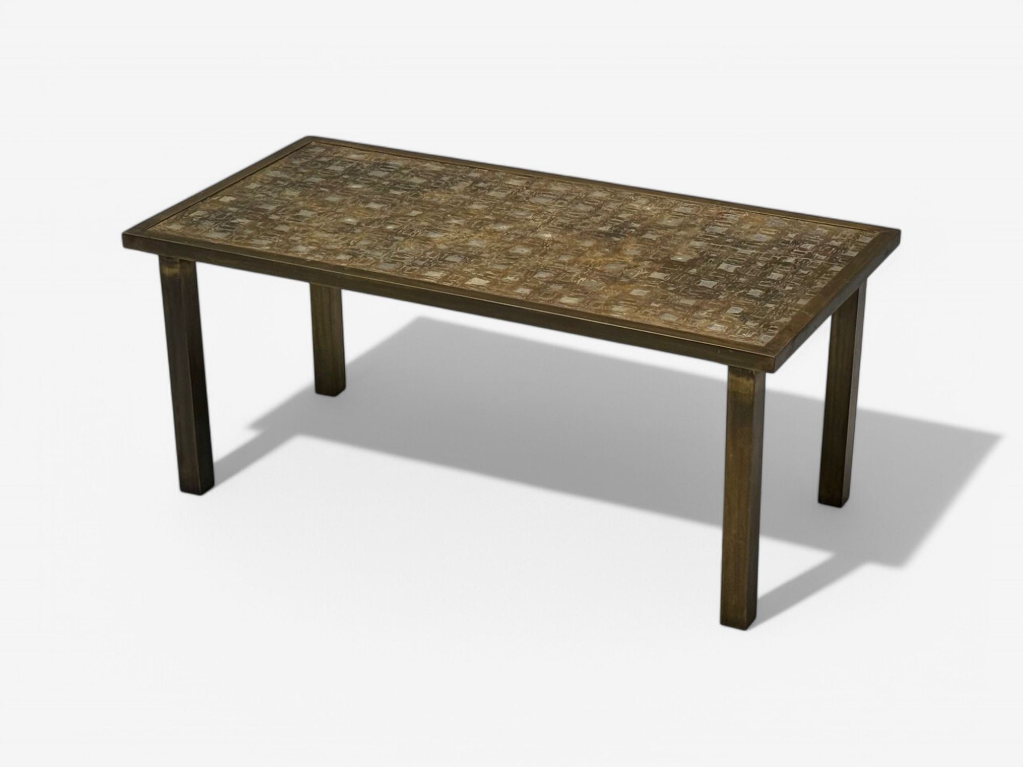 Philip & Kelvin LaVerne, Mid-Century, Etched Bronze Fantasia Coffee Table, 1960s