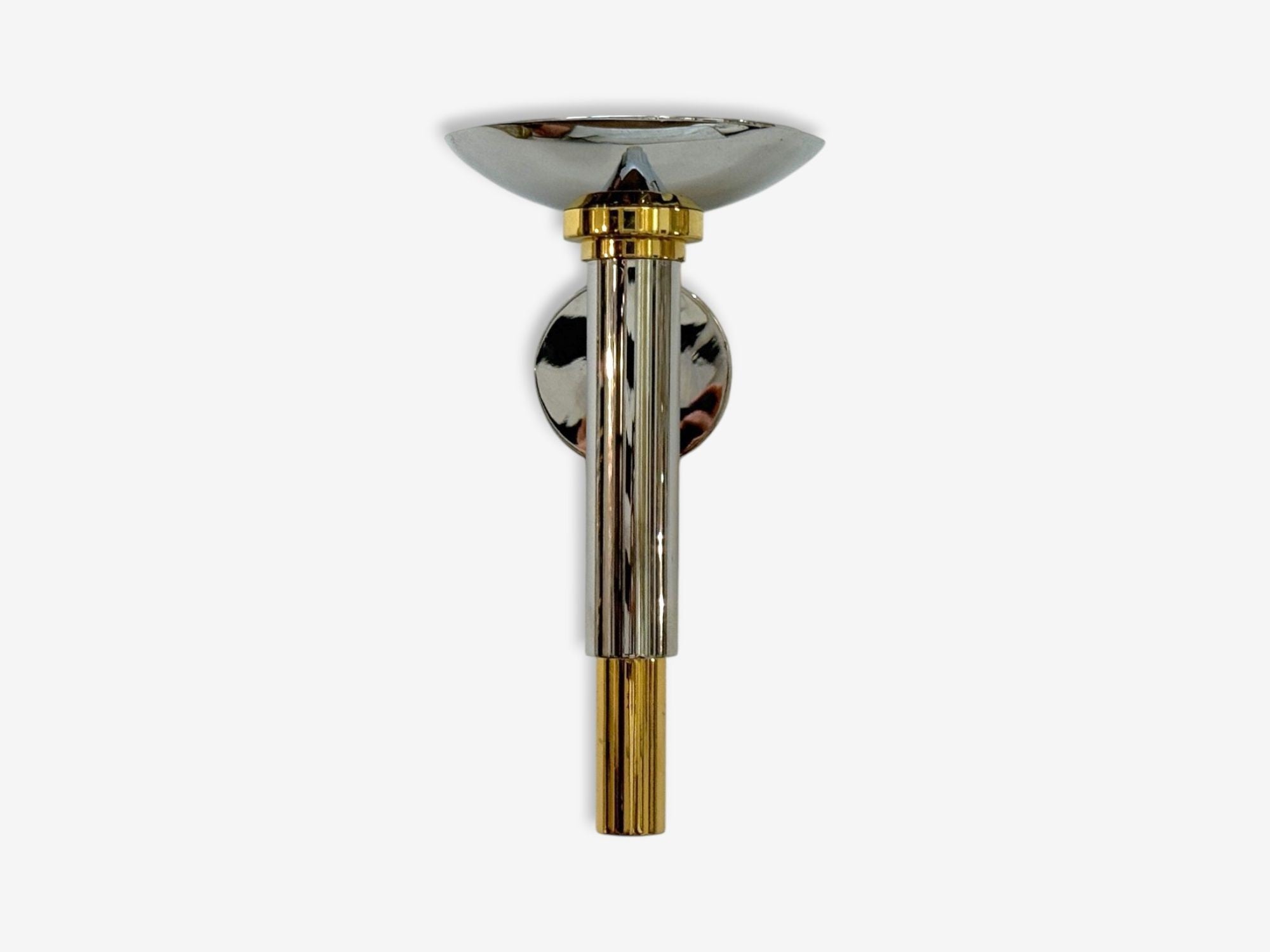 Karl Springer Style, Chrome, Brass, Large Wall Lights, USA, 1960s