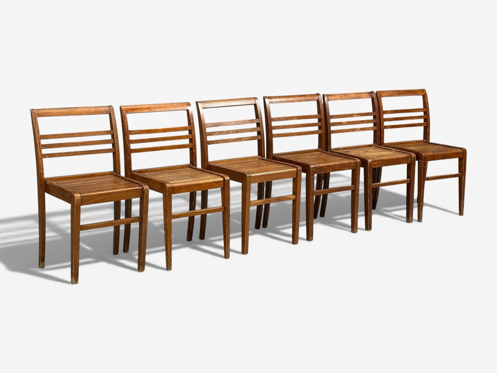 Rene Gabriel, Reconstruction Era Dining Chairs, Beech Wood, France, 1940s