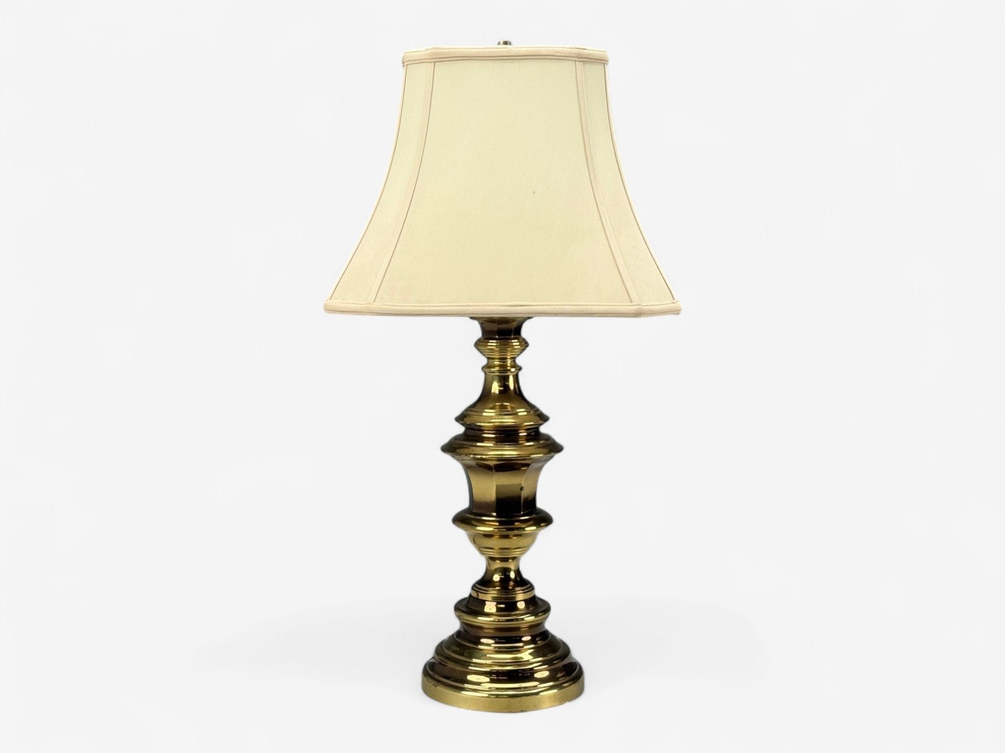 Hollywood Regency, Brass, Fabric, Table Lamps, USA, 1970s
