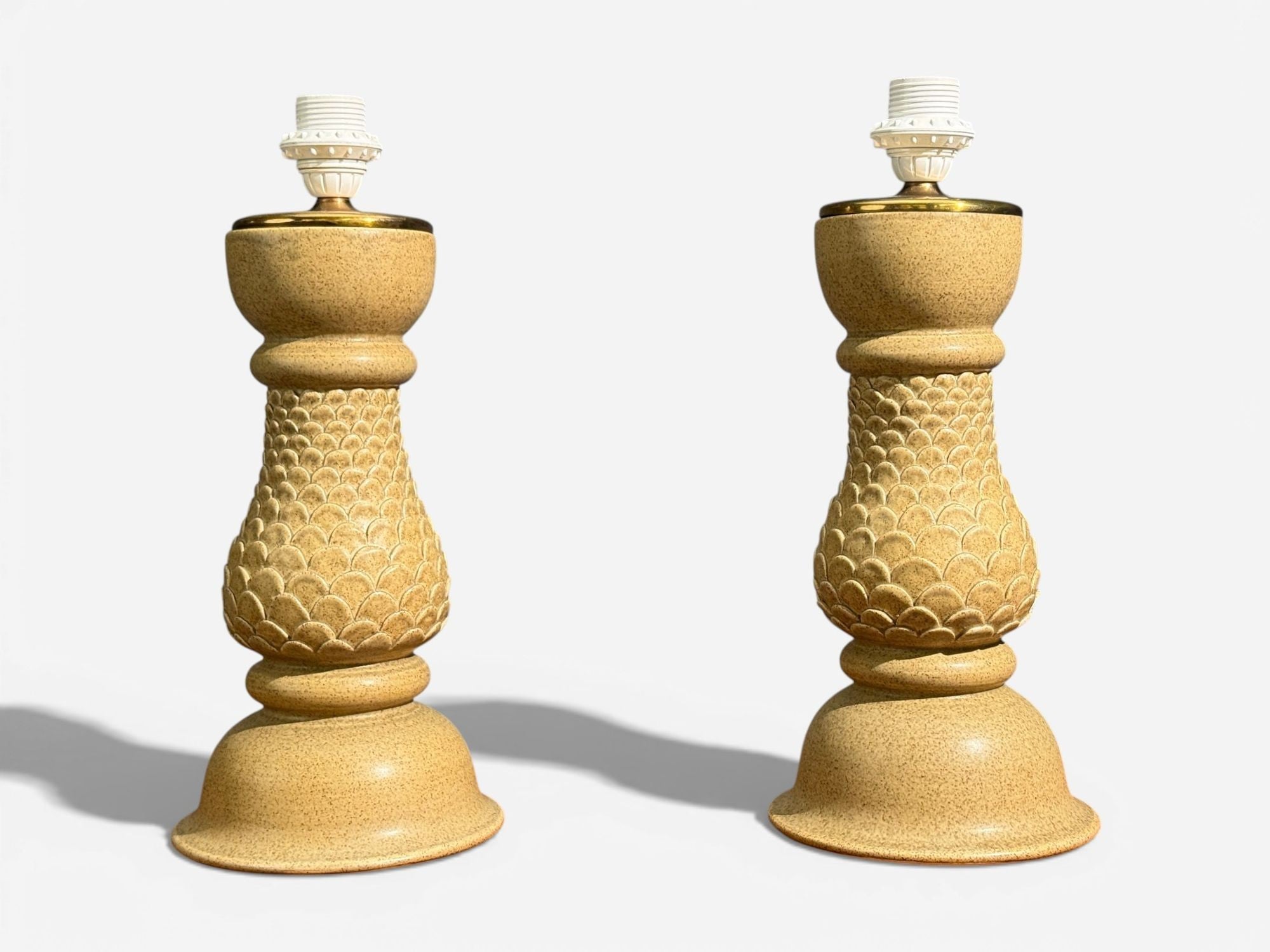 Kaisa Essén, Table Lamps, Beige Stoneware, Sweden, 1980s