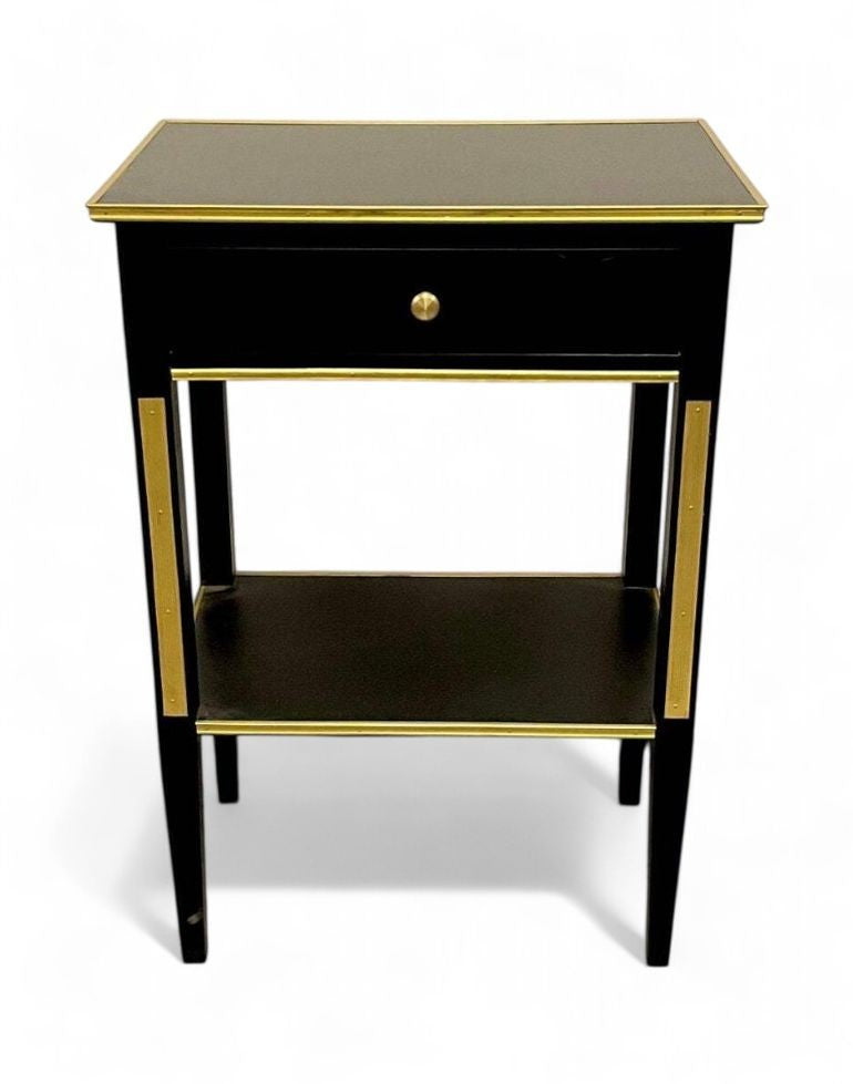 Russian Neoclassical Style, Hollywood Regency, Nightstands, Painted Wood, Bronze
