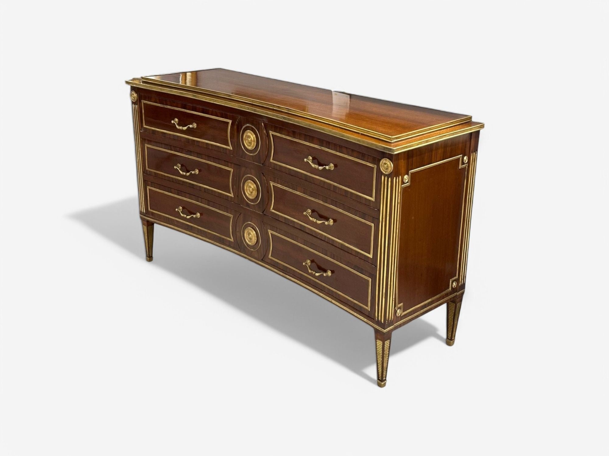 Maison Jansen Style, Russian Neoclassical, Large Commode, Mahogany, Bronze