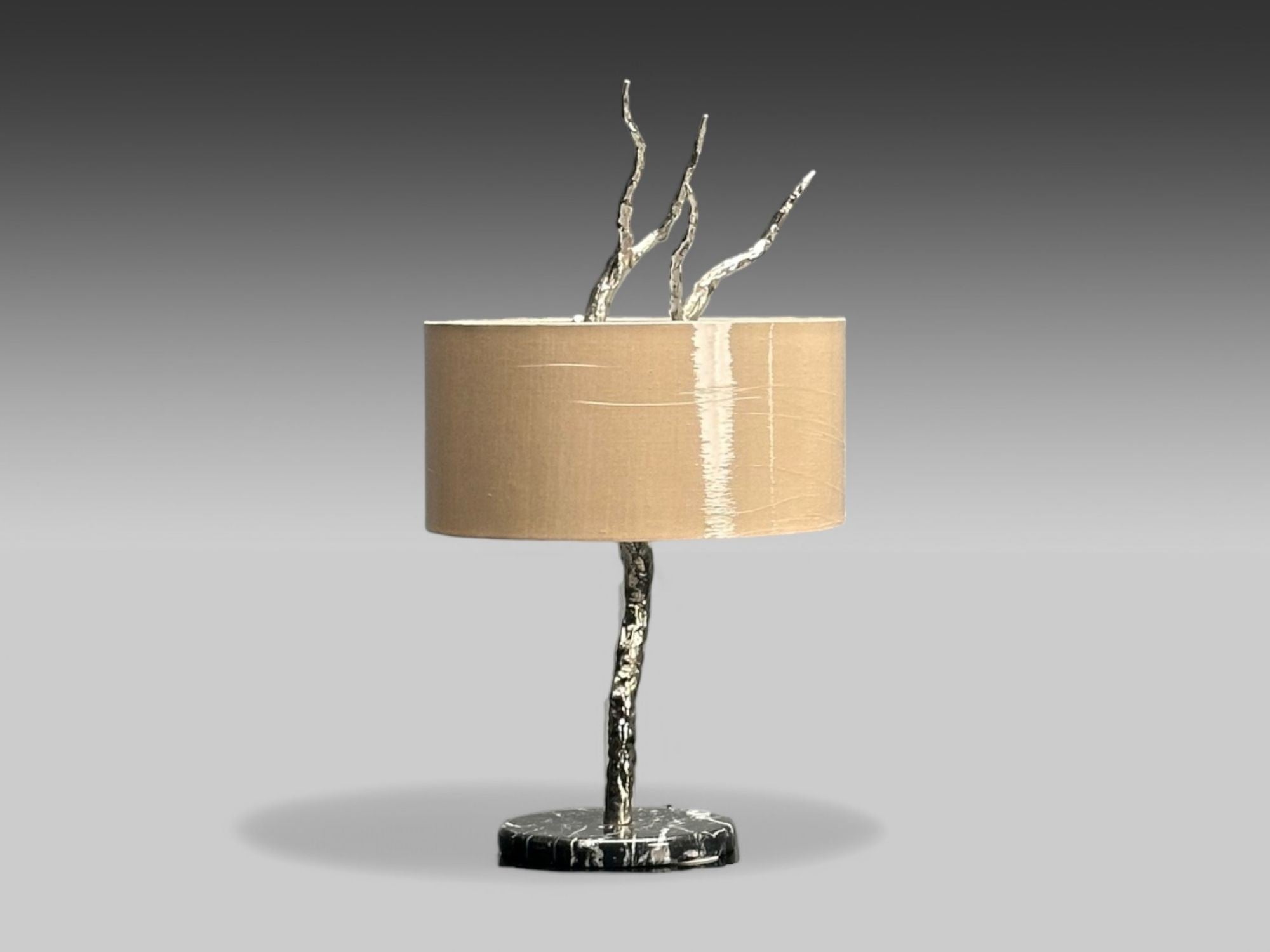 Contemporary, Brutalist Modern, Tree Branch Table Lamps, Silver Bronze, 21st C.