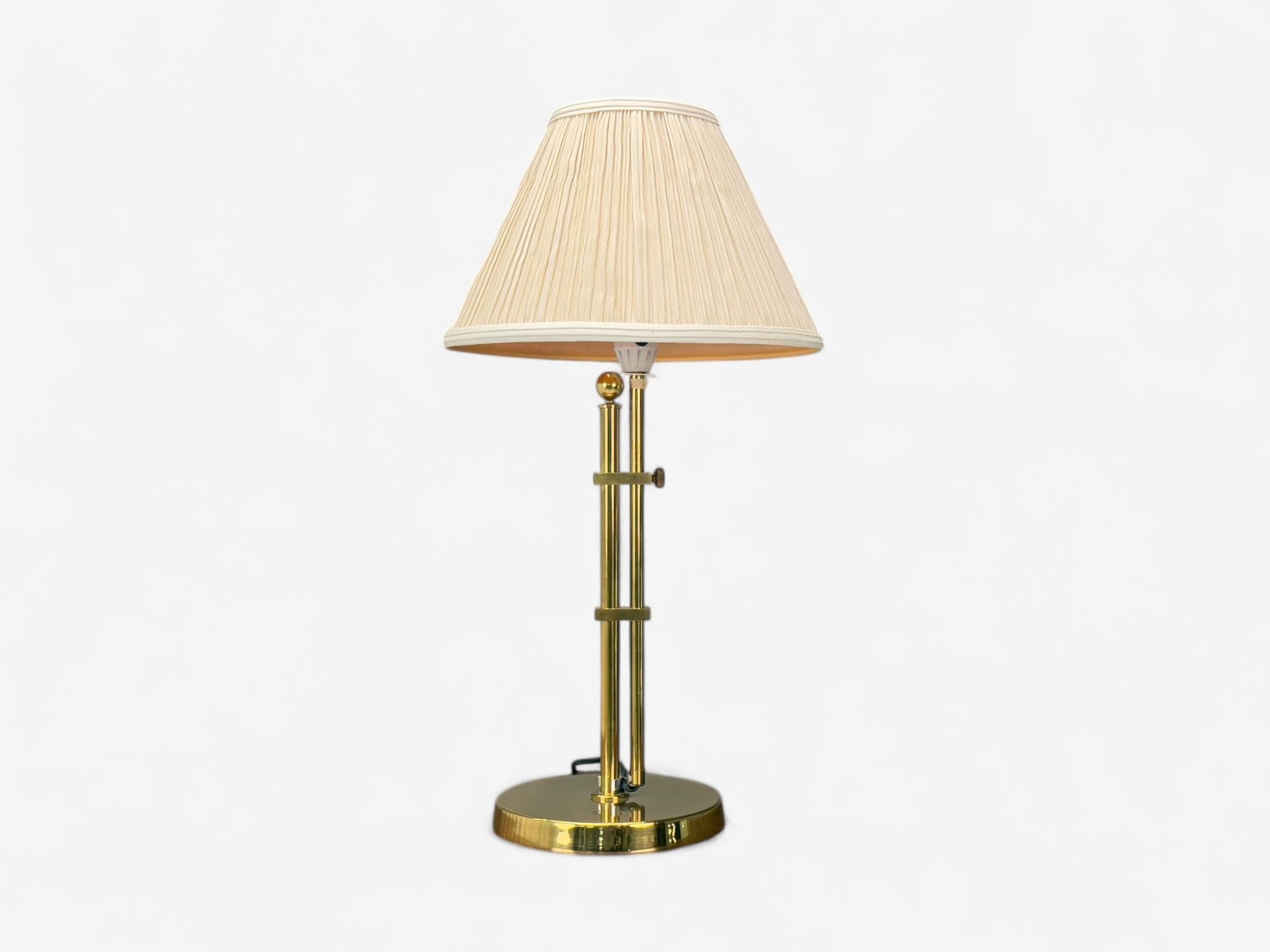 Bergboms, Swedish Modern, Brass, Fabric, Adjustable Table Lamp, Sweden, 1980s