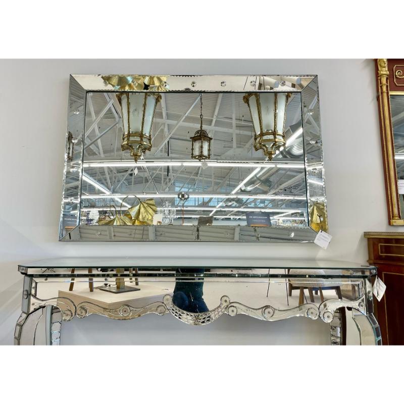 Palatial Art Deco Bubble Form Console or over the Mantel Mirror