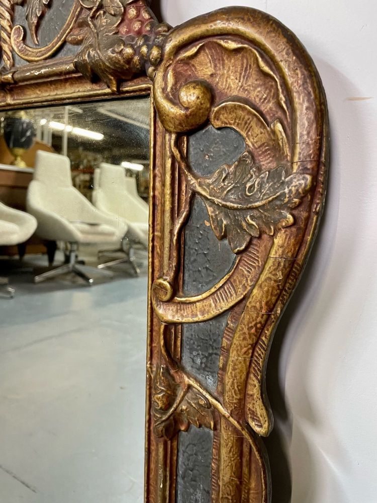 Gustavian Italian Wall, Console Mirror, Cornucopia Motif, Parcel Gilt Decorated