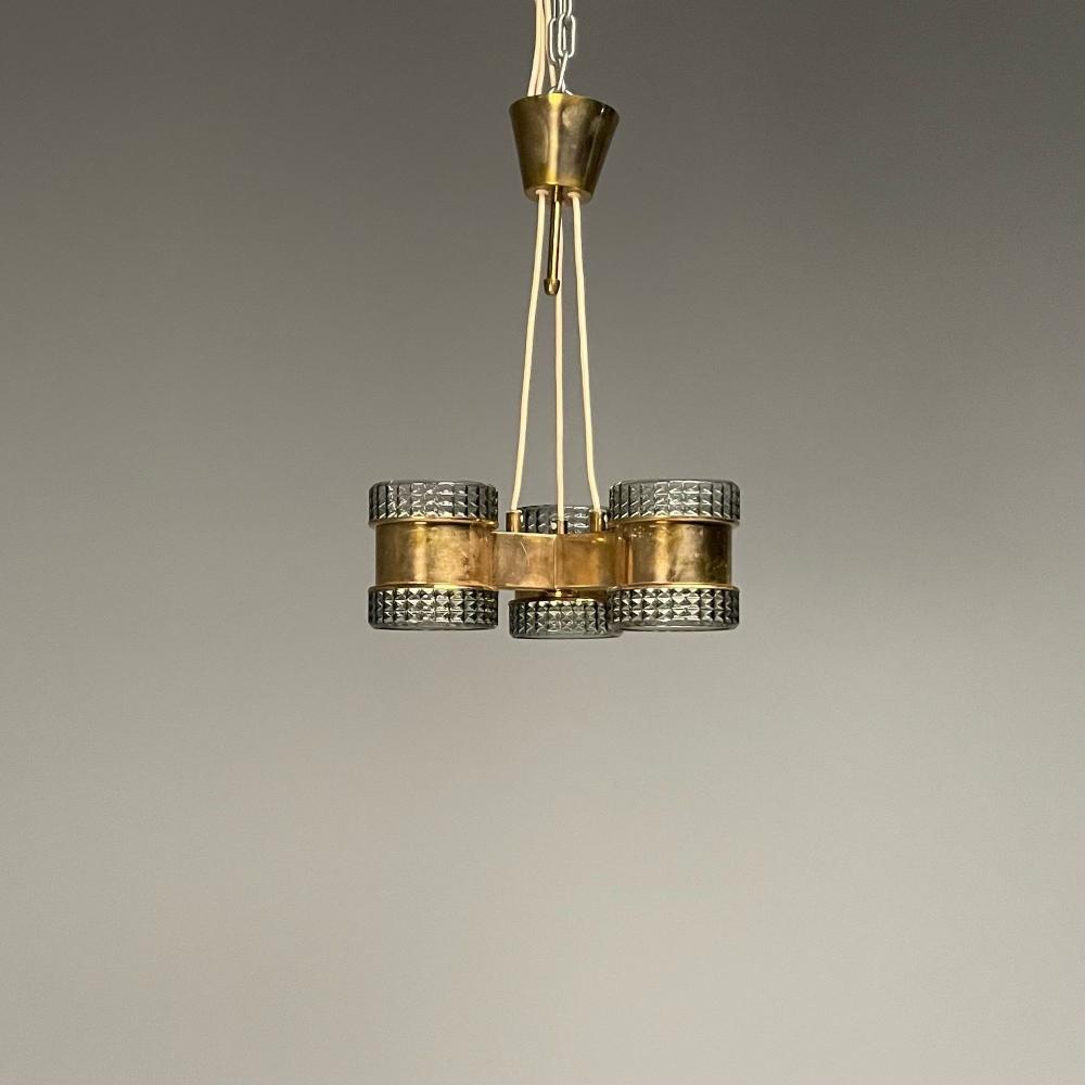 Swedish Mid-Century Modern, Pendant, Glass, Brass, Sweden, 1950s