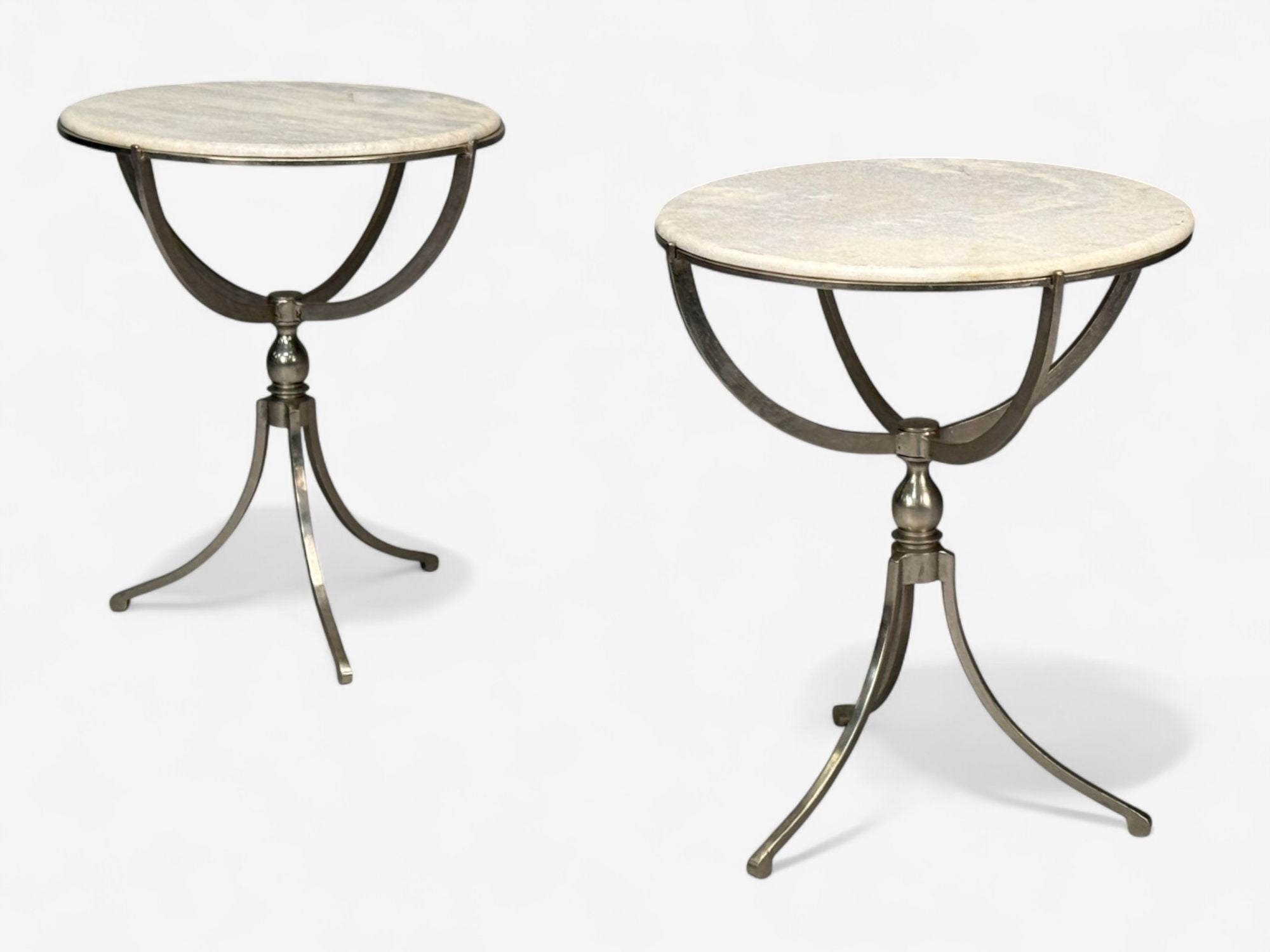 Neoclassical Style, Steel, Marble, End Tables, USA, 20th c.