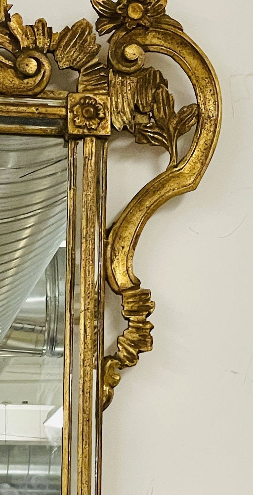 Italian Wall, Console, Mantle or Pier Mirror. 1930s. Gilt Gold, Carved