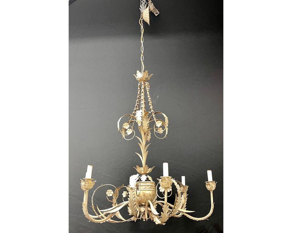 Italian Gilt Metal Chandelier having Six Lights