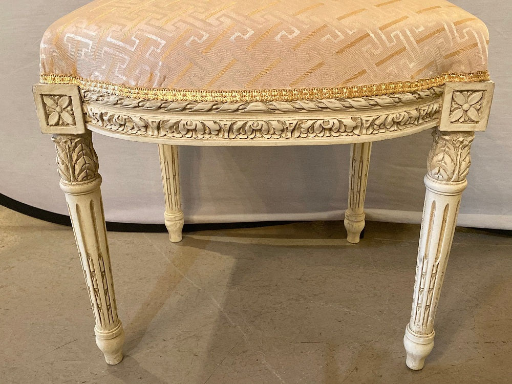 10 Swedish Louis XVI Style Dining / Side Chairs Painted Carved Frames New Fabric